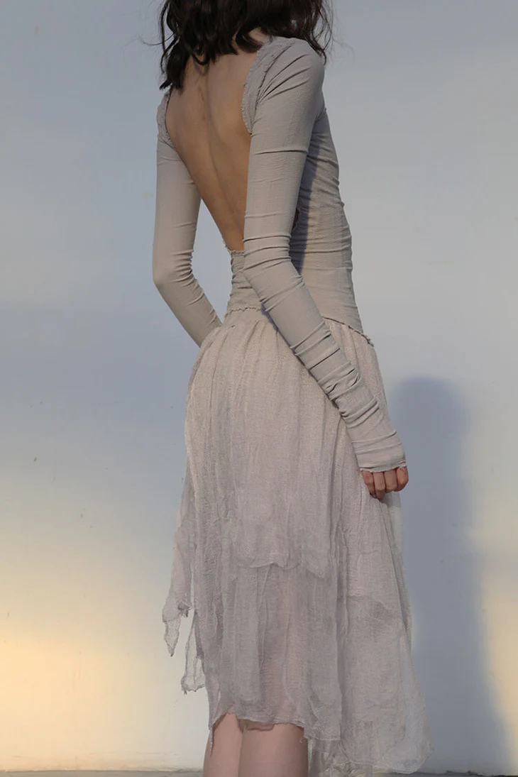 Marc Le Bihan Silk Skirt Six-layer Gauze 25930 Series French Hand-dyed MLB-25930-GLACIER Ice White - Image 6