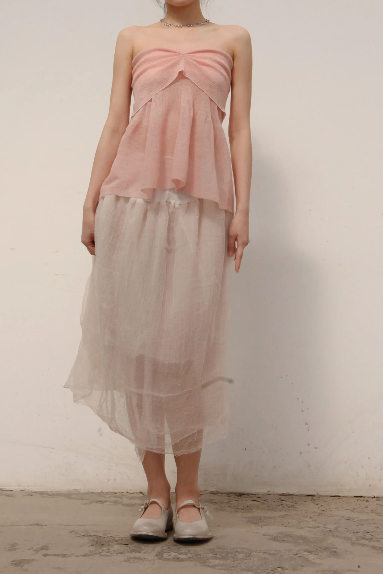 Marc Le Bihan Silk Skirt Six-layer Tulle 25930 Series French Hand-dyed MLB-25930-SKIN Skin Color - Image 31