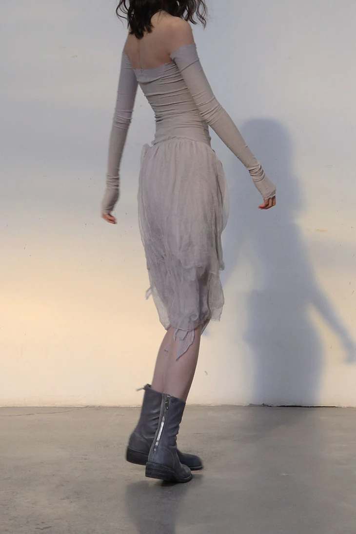 Marc Le Bihan Silk Skirt Six-layer Gauze 25930 Series French Hand-dyed MLB-25930-HUIHE Taupe - Image 5