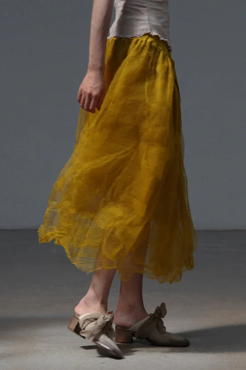 marc le bihan 25930 yellow silk skirt - Image 2