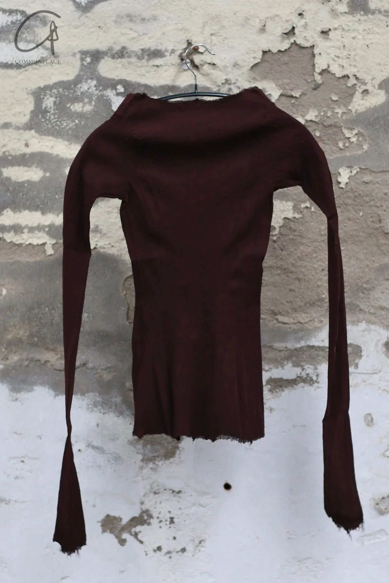 Marc Le Bihan 26909 V-neck tight stretch top 10 meters silk shrink MLB-26909-AUBERGINE 26909-E21 - Image 4