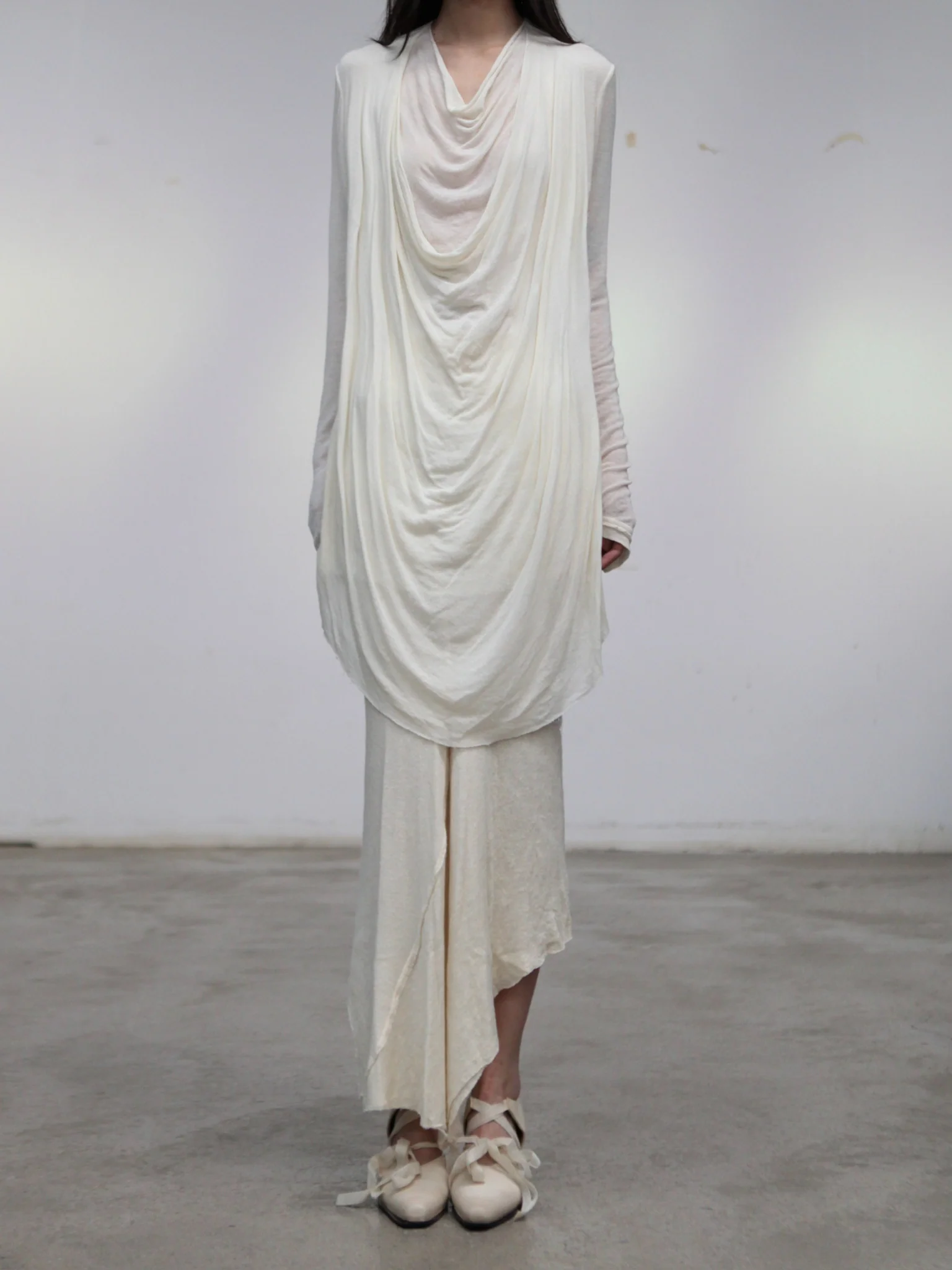 Marc Le Bihan 2802 Asymmetrical Skirt Collection, France, Handmade, MLB-2802-25AW-ECRU - Image 5