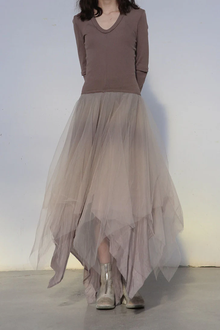 Marc Le Bihan fake two-piece dress series three-layer yarn silk skin-friendly hand-made plant dyeing daily MLB-2832-HUA color - Image 3