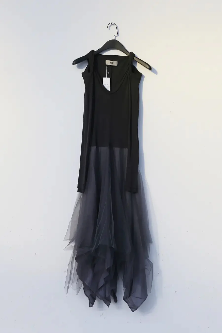 marc le bihan 2834 off shoulder dress dark grey - Image 5