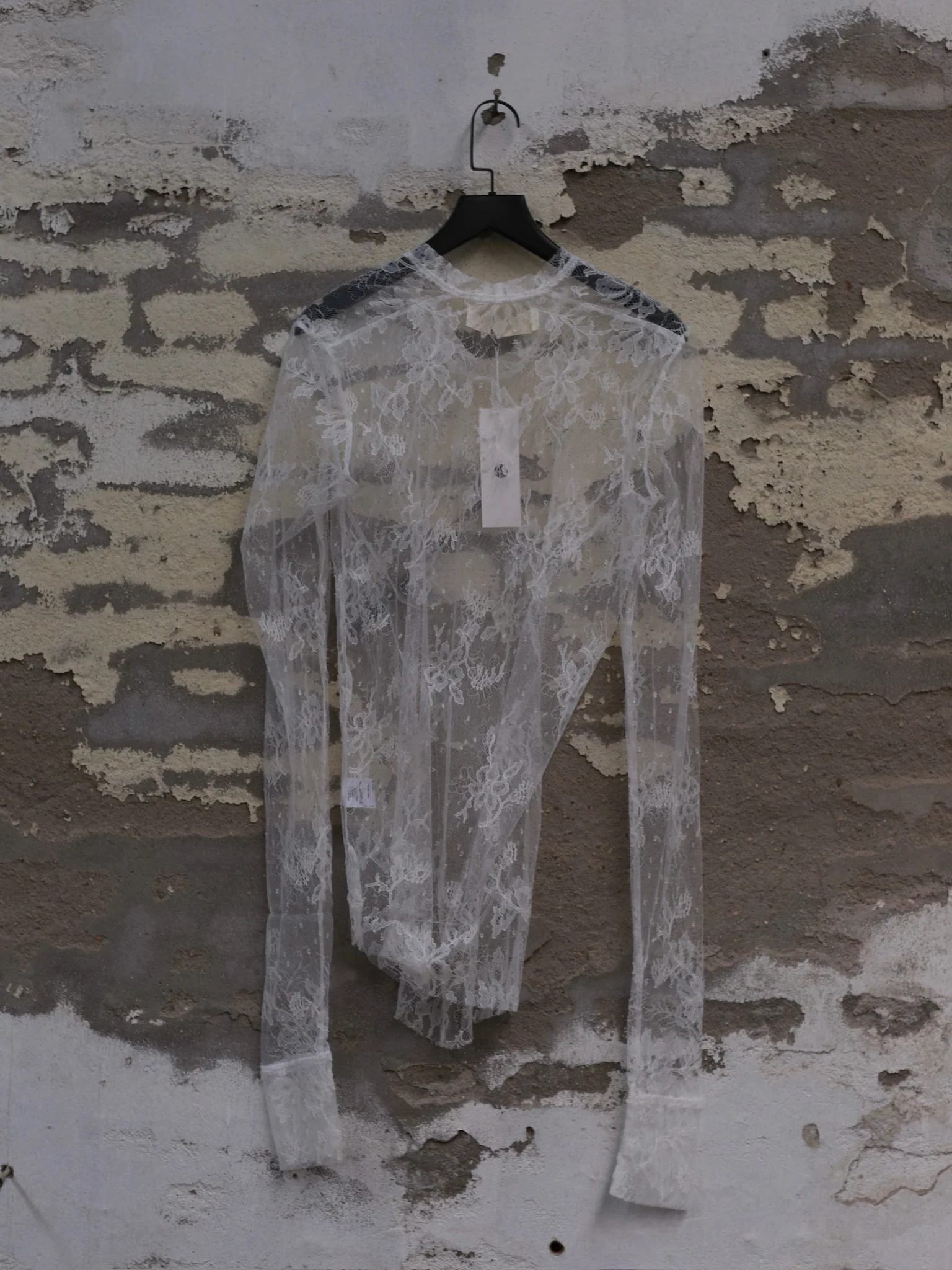 Marc Le Bihan Asymmetric Lace T-Shirt 28505 France MLB-28505-BAI White - Image 10