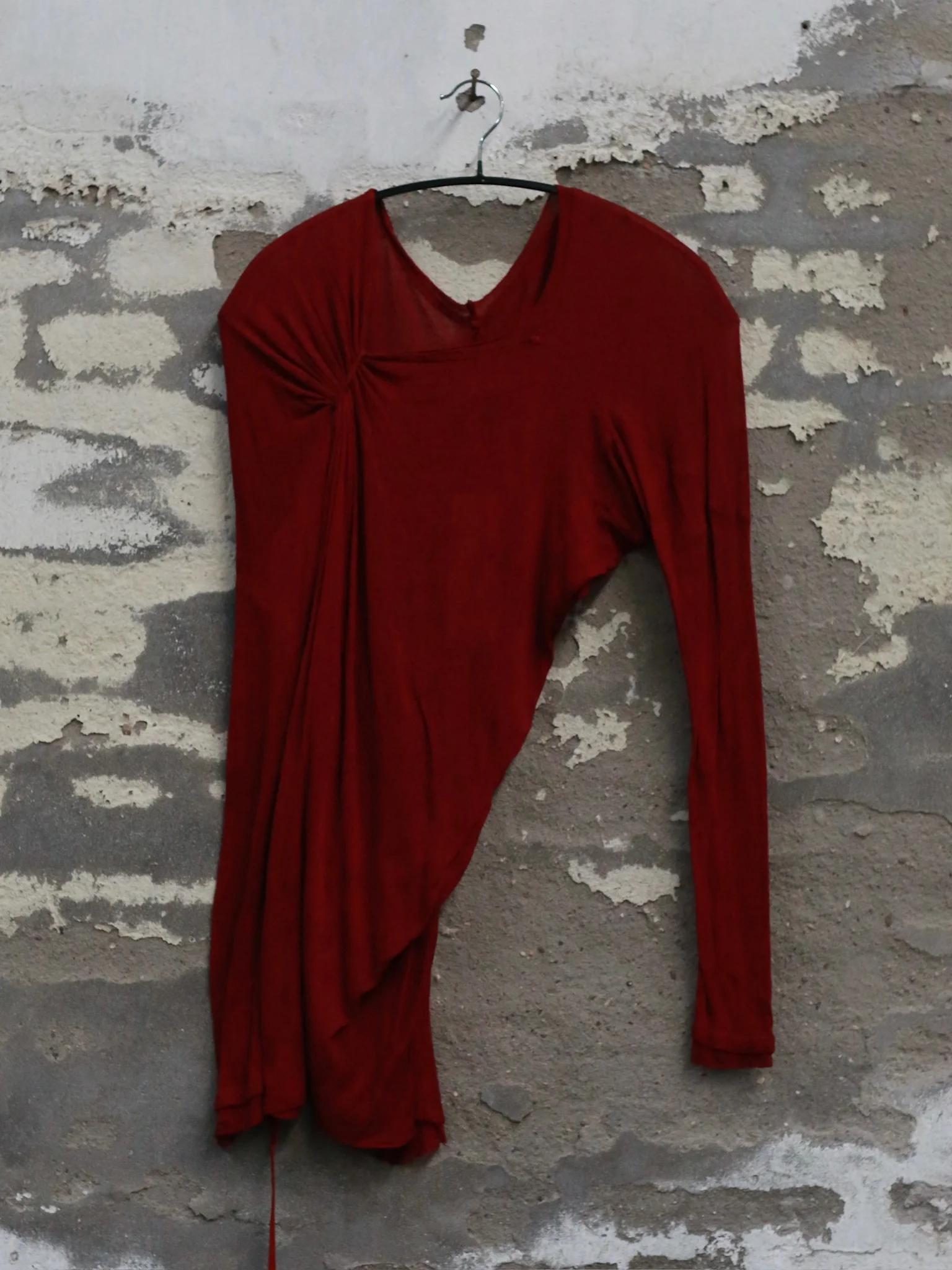 Marc Le Bihan Asymmetrical Long-Sleeve Top with Shoulder Ties 2861 MLB-2861-GUN - Image 6