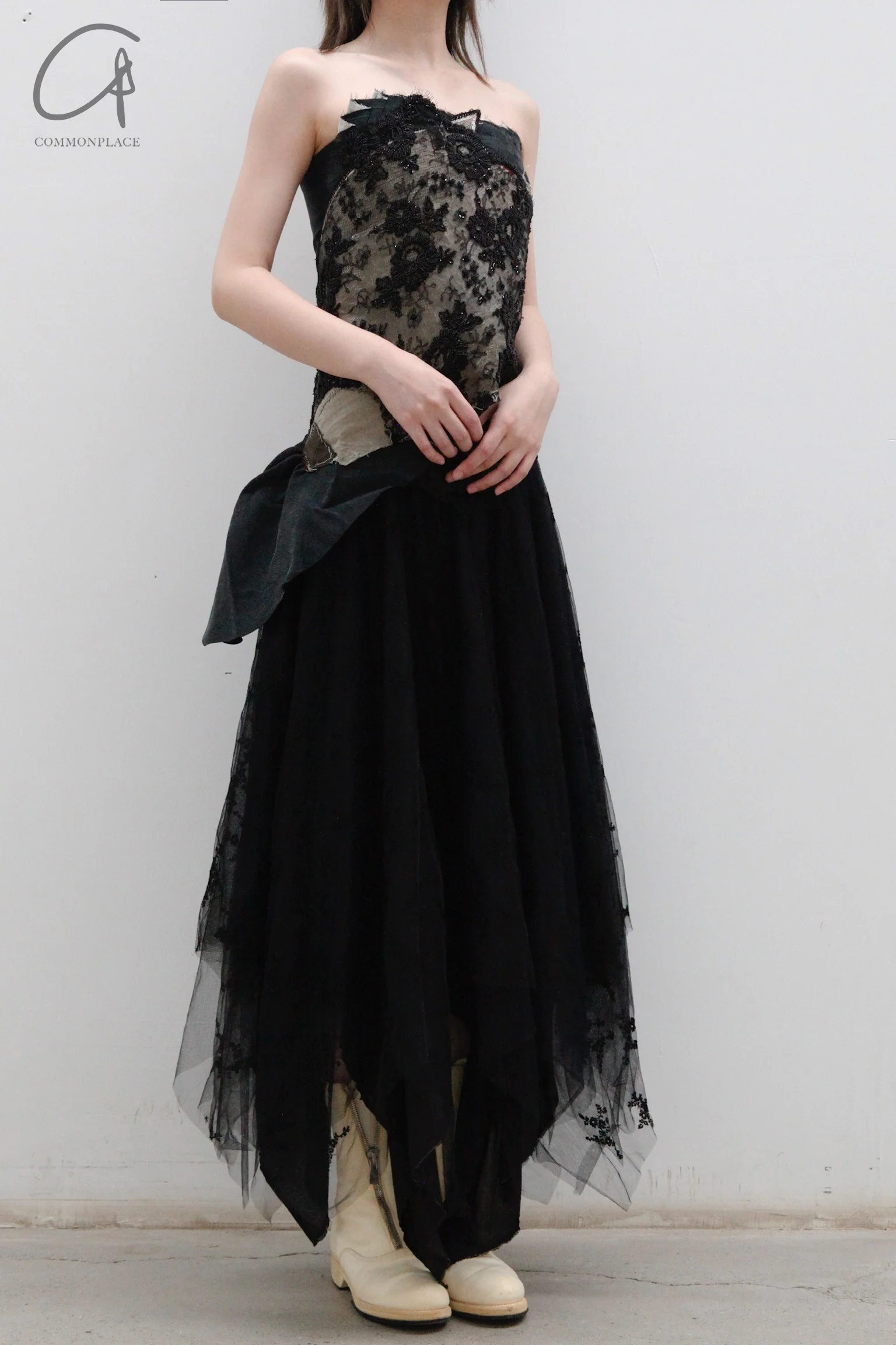 marc le bihan beaded lace silk top 26152 E23 black - Image 3