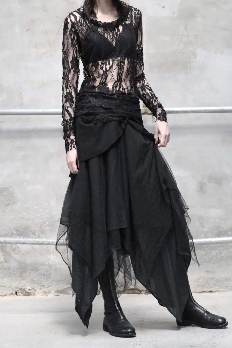 marc le bihan black lace top 28407 - Image 2