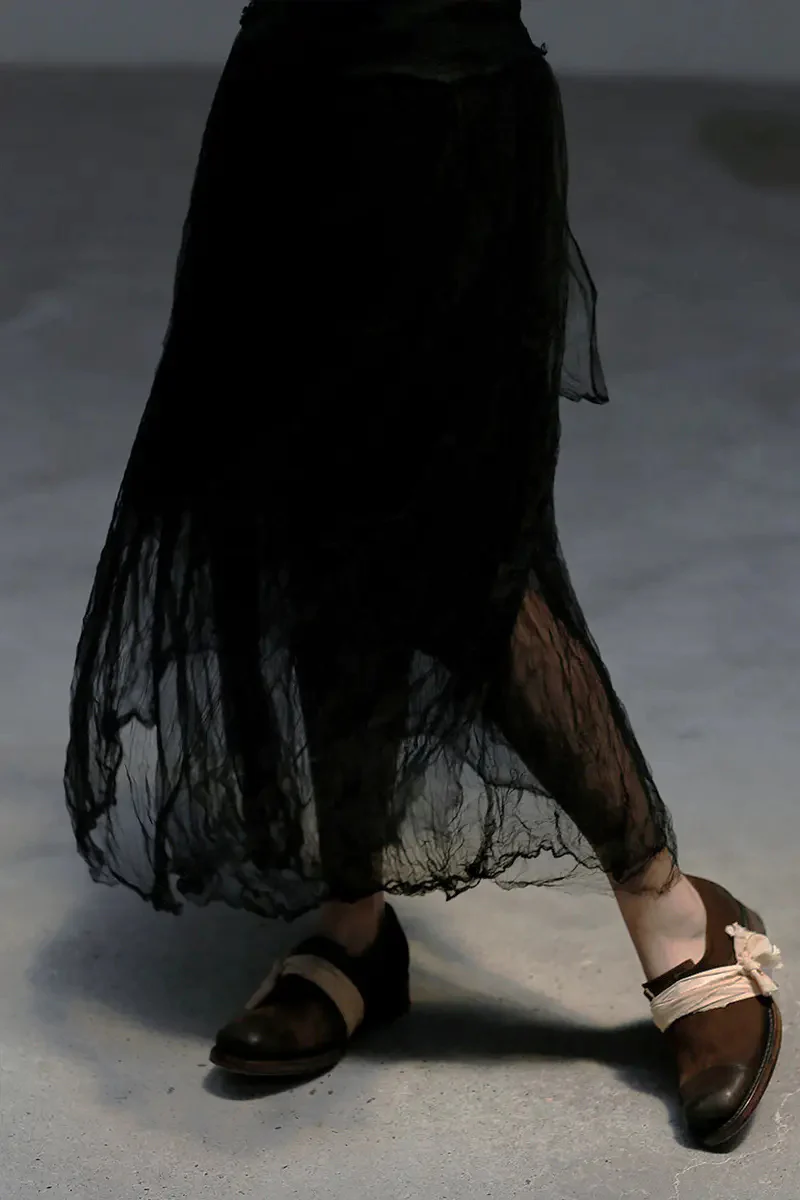 Marc Le Bihan Silk Skirt Six-layer Gauze 25930 Series French Hand-dyed MLB-25930-HEI Black - Image 3