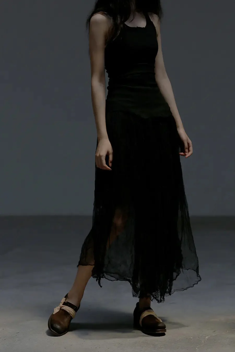 Marc Le Bihan Silk Skirt Six-layer Gauze 25930 Series French Hand-dyed MLB-25930-HEI Black - Image 5