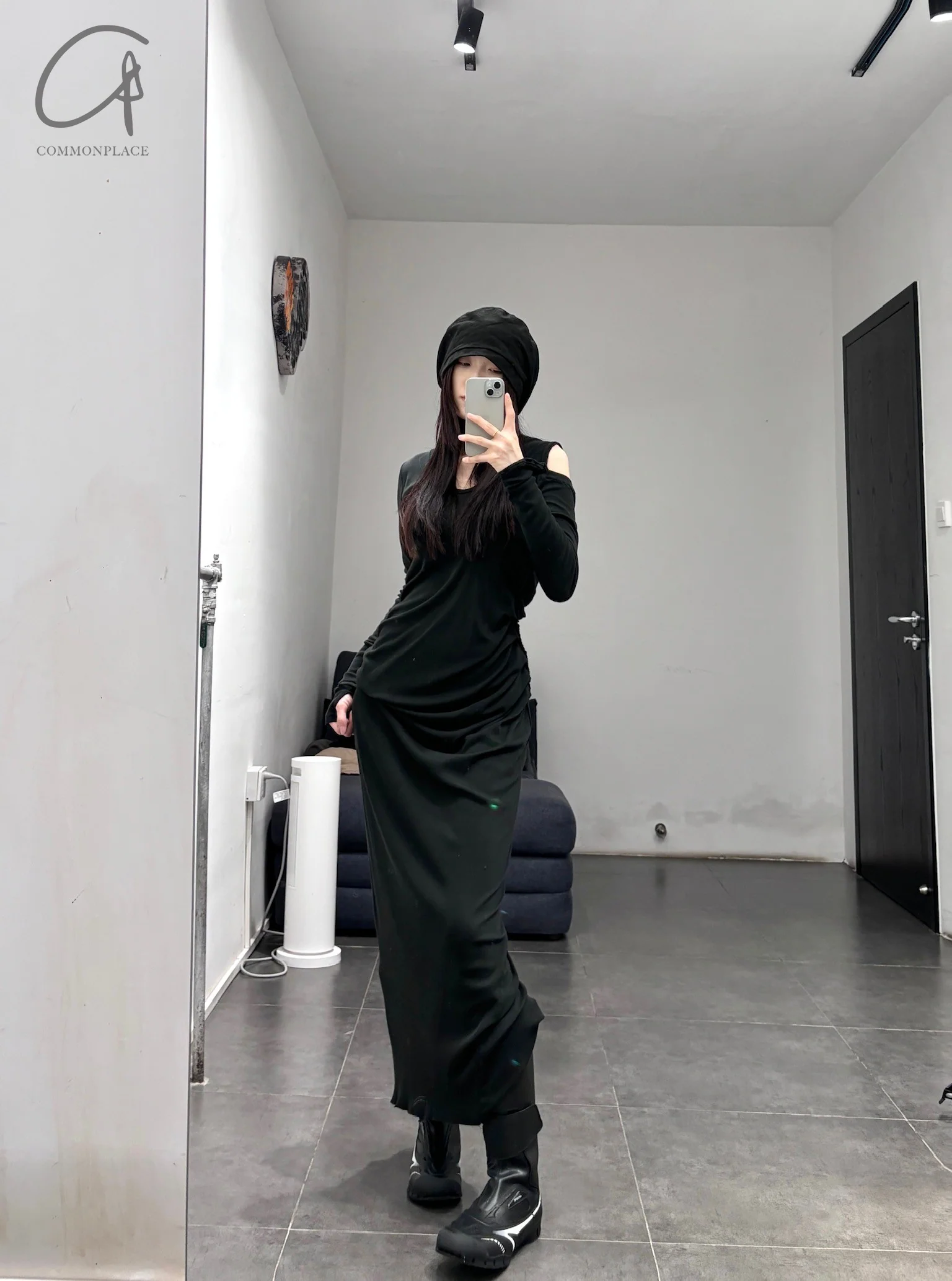 Marc Le Bihan Off-the-shoulder Cotton Dress 2853 Series France MLB-2853 E23-HEI Black 2853 E23 - Image 14