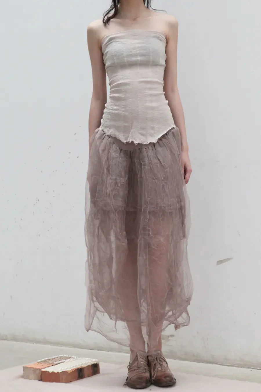 marc le bihan dead wood rose silk skirt 25930 6 layers of yarn - Image 2