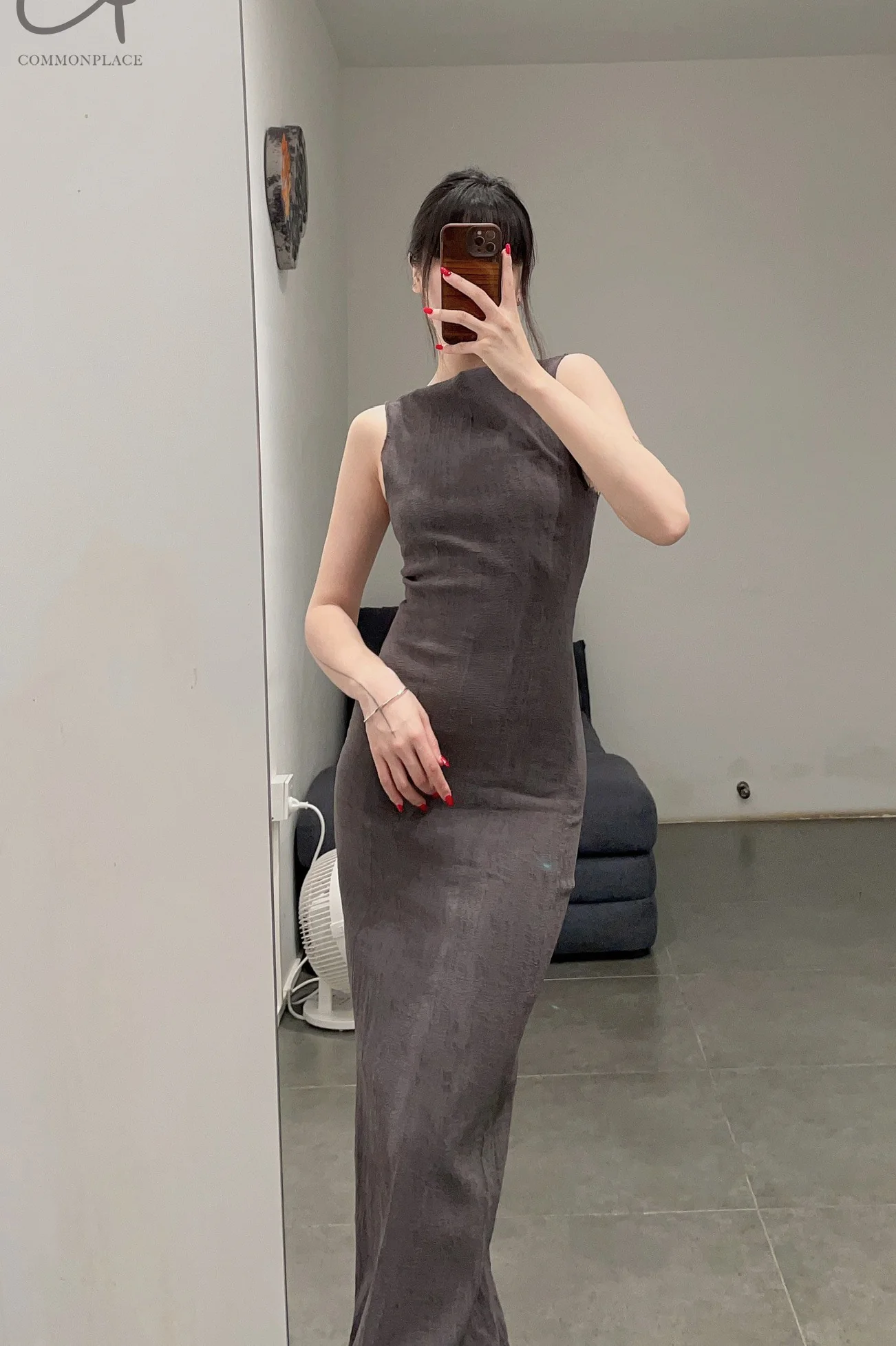 Marc Le Bihan Slim Fit Stretch Sleeveless Dress 21969 MLB-21969 E23-MOKA - Image 9