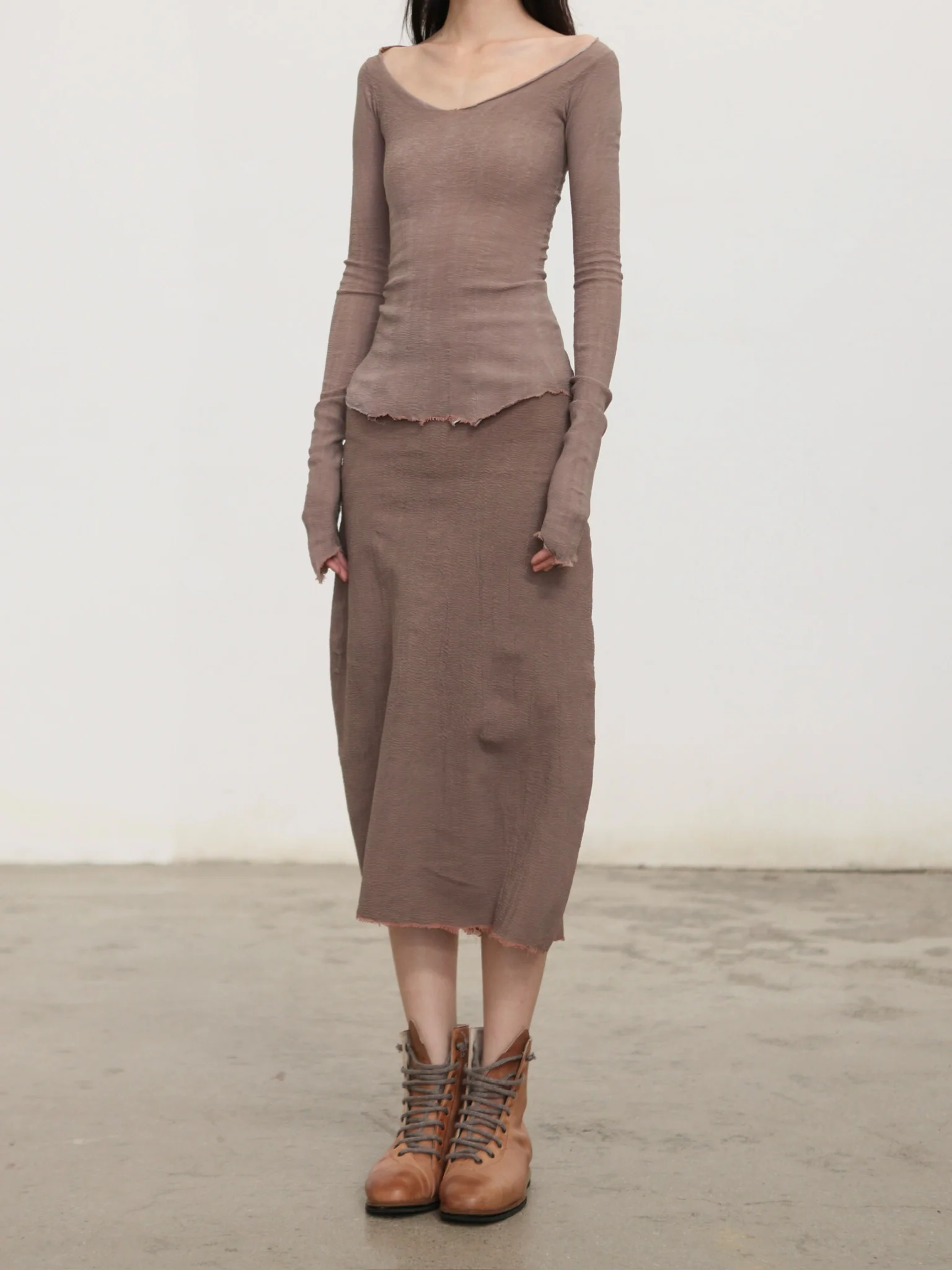 Marc Le Bihan Fall/Winter 2025 25904 Short Elastic Bubble Skirt, French Handmade MLB-25904-mink - Image 7