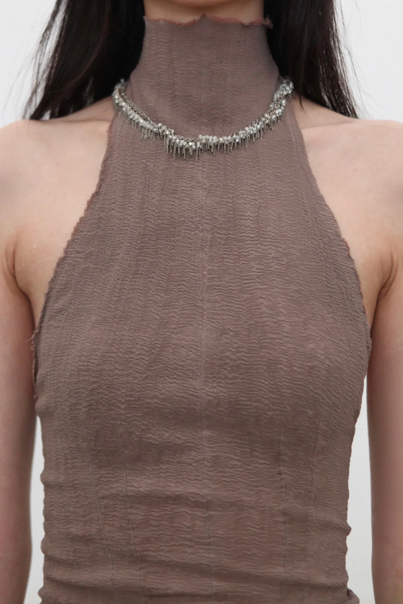Marc Le Bihan Fall/Winter 2025 American Collar Straight Stretch Dress 21976 (France) MLB-21976-mink - Image 2