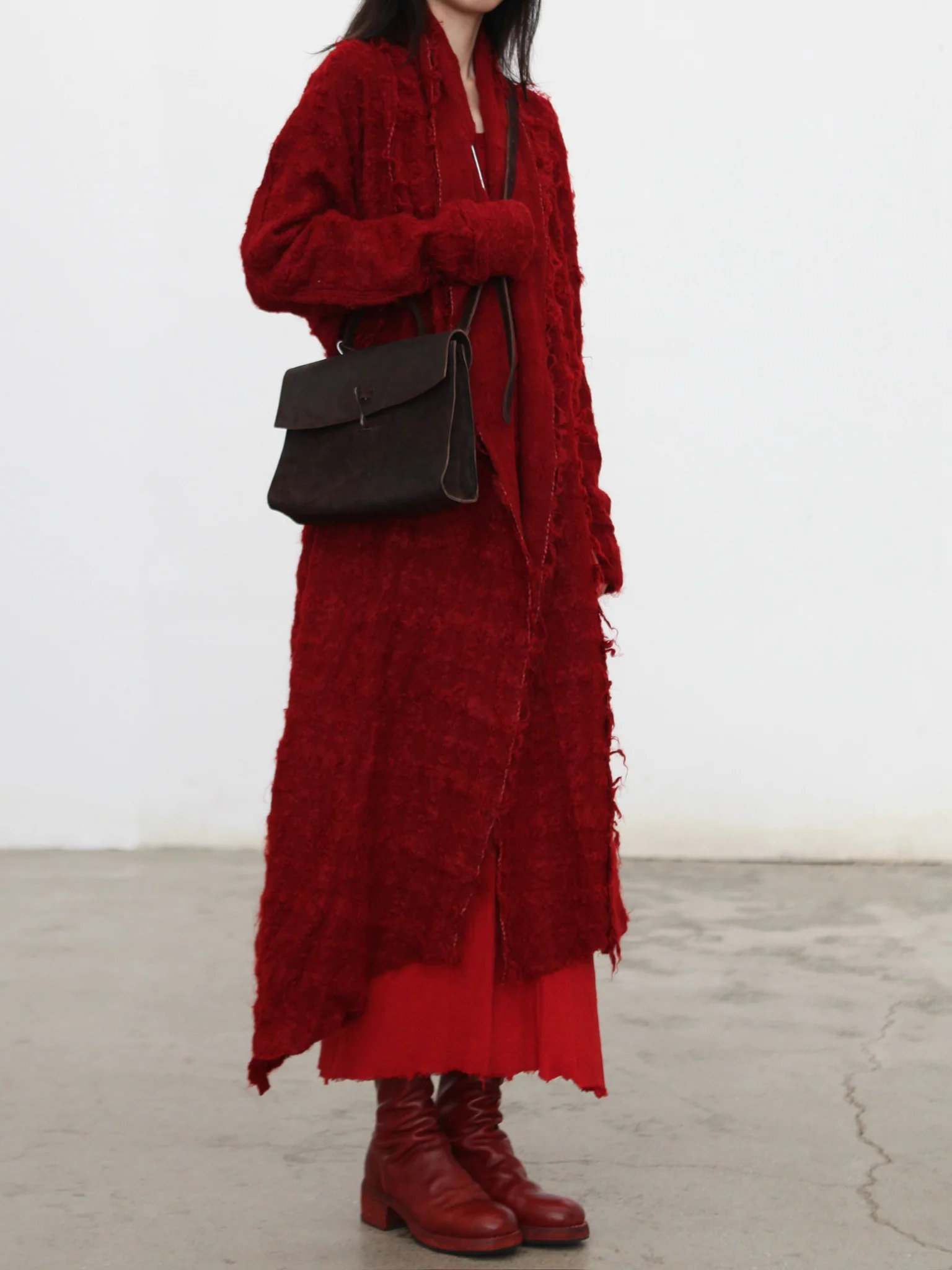 Marc Le Bihan Fall/Winter 2025 Long Cardigan with Brooch Decoration 2735 (France) MLB-2735-25AW-GUN - Image 6