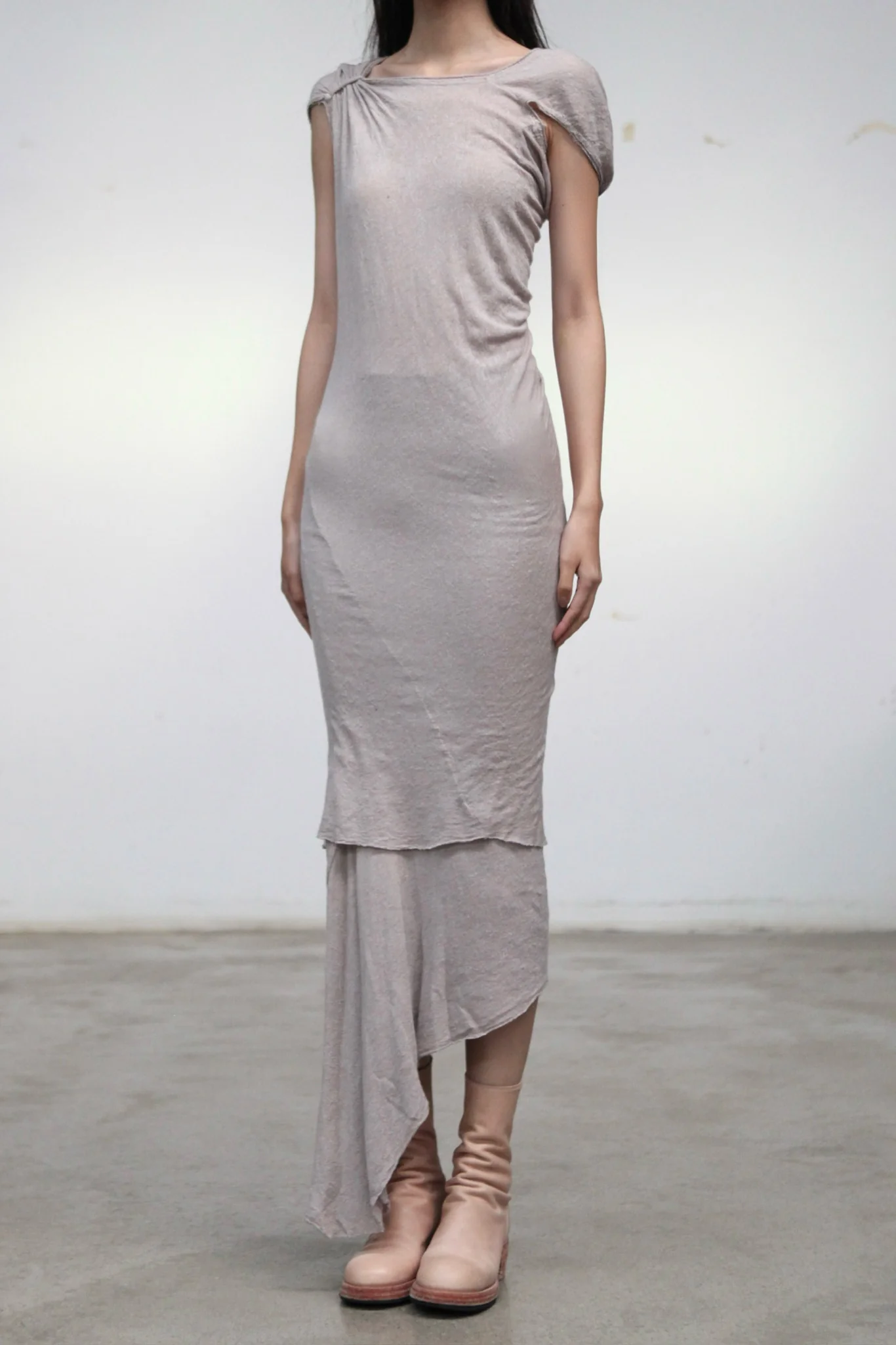Marc Le Bihan Fall/Winter 2025 Short Off-Shoulder Dress MLB-2866-BEIGE