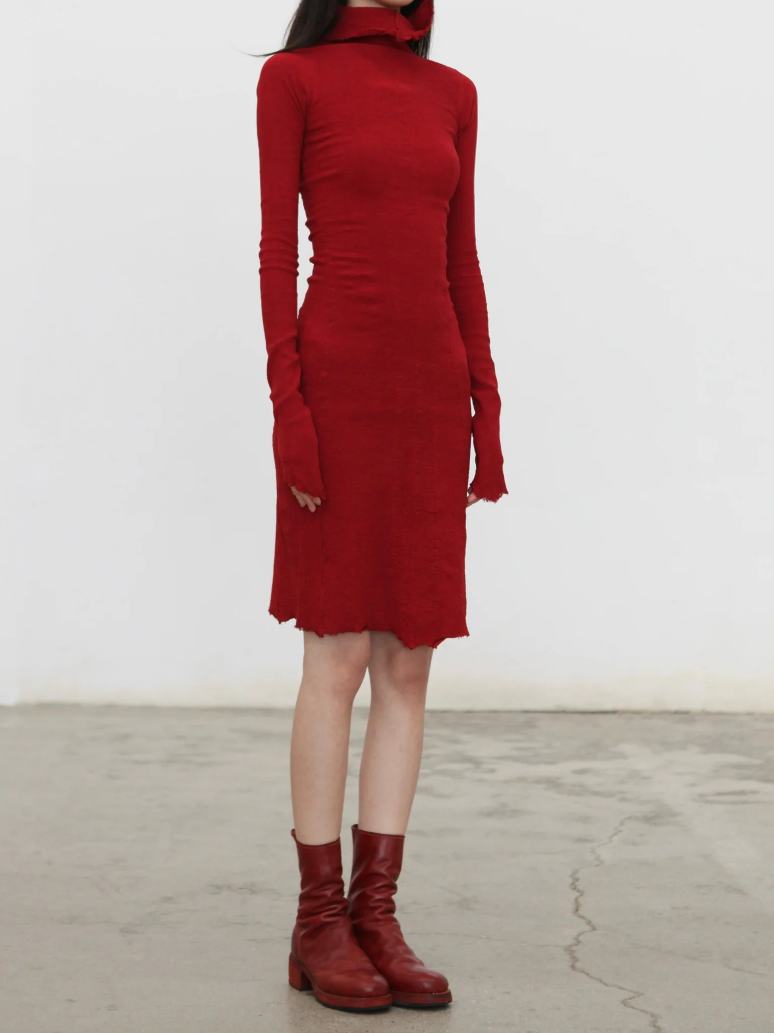 Marc Le Bihan Fall/Winter 2025 Straight-cut Stretch High-neck Maxi Dress 21922 (France) MLB-21922-GUN - Image 3
