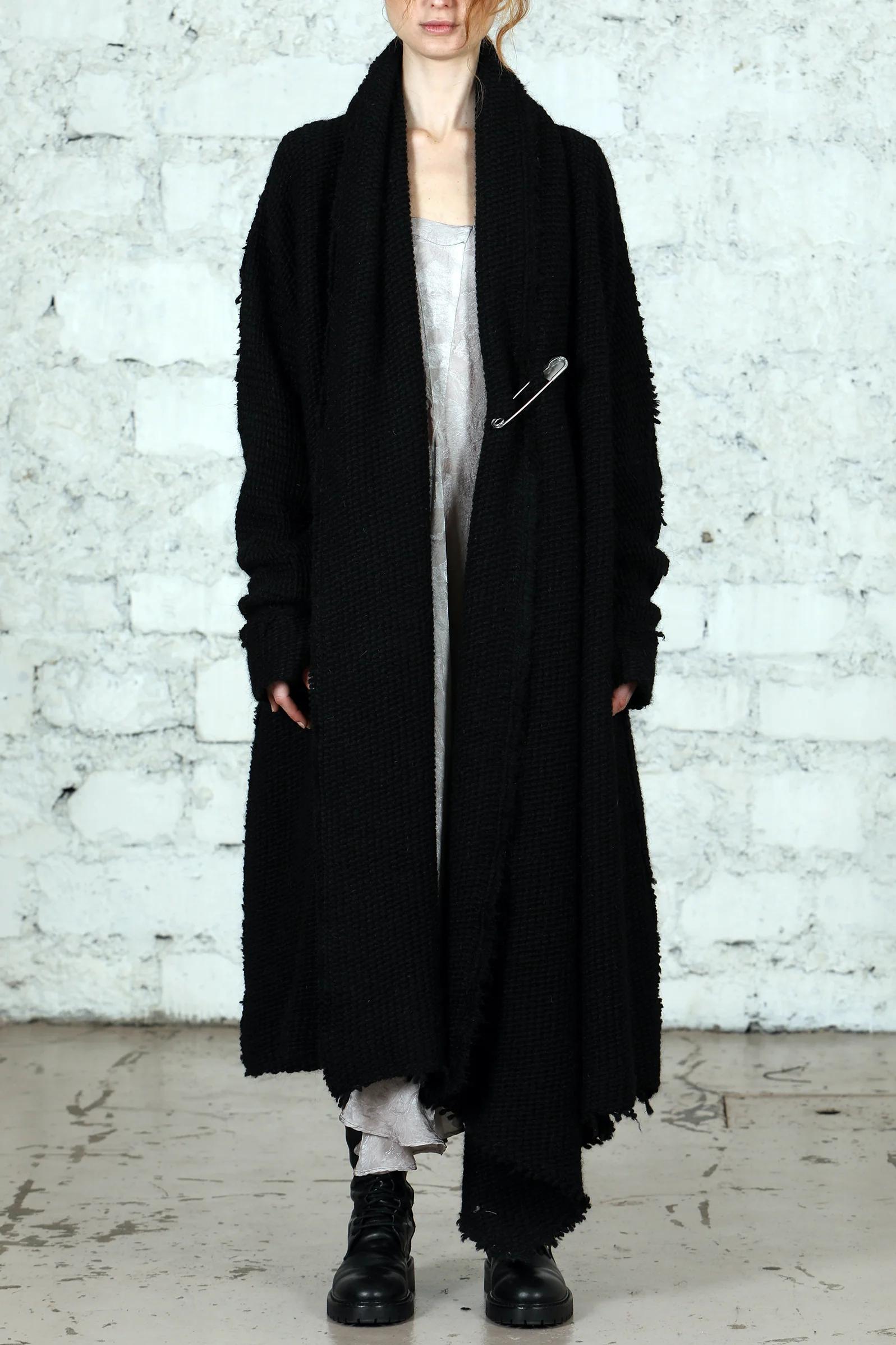 Marc Le Bihan Gillette Asymmetric Sweater Cardigan Alpaca 2735 France MLB-2735-HEI Black