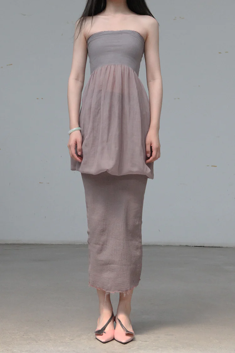 Marc le bihan gown tube top dress 21940-E21 VIEUX ROSE - Image 2