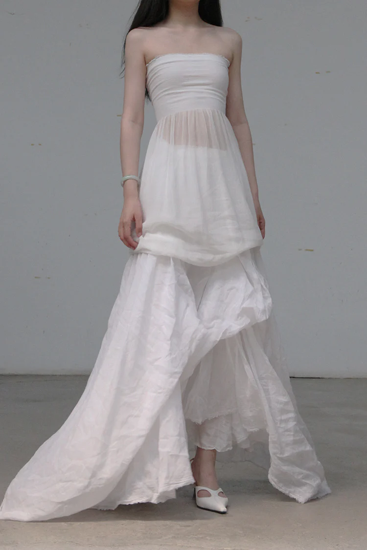 marc le bihan gown tube top dress 21940-E21 WHITE