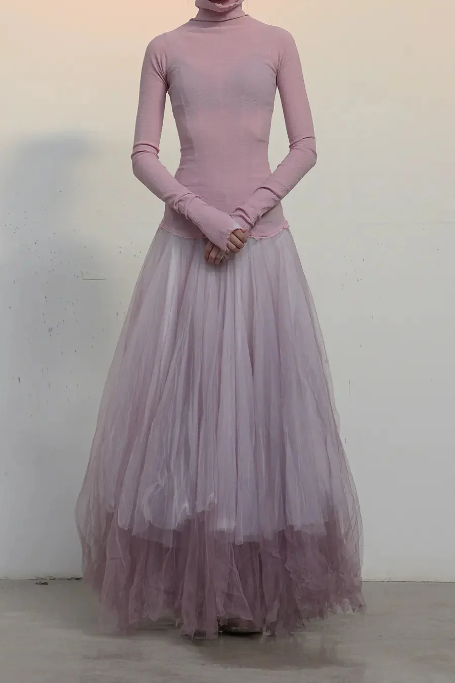 marc le bihan high neck stretch dress cherry blossom pink MLB-21904-YHF - Image 2