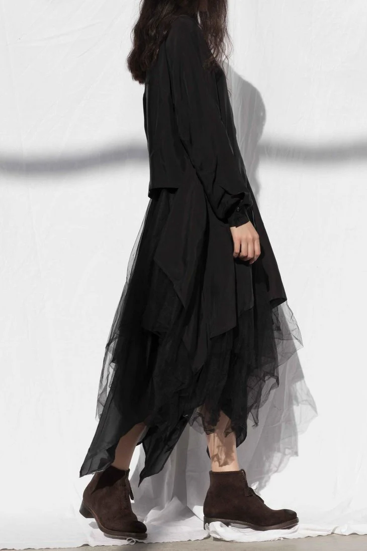 Marc Le Bihan 2590 Collection of Triple Tulle Silk Skirts Handmade in France MLB-2590-HEI Black - Image 13
