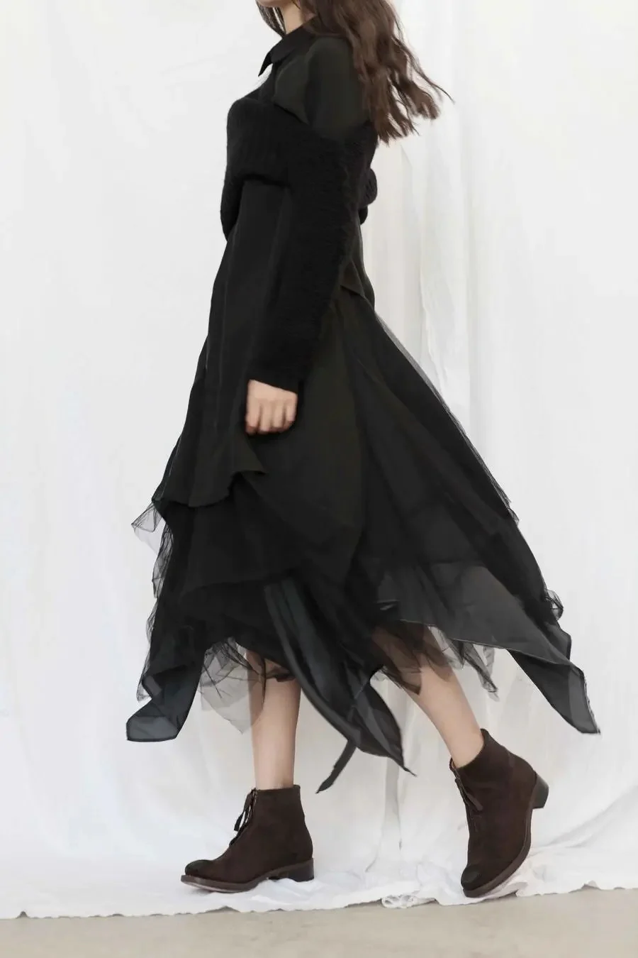 Marc Le Bihan 2590 Collection of Triple Tulle Silk Skirts Handmade in France MLB-2590-HEI Black - Image 14