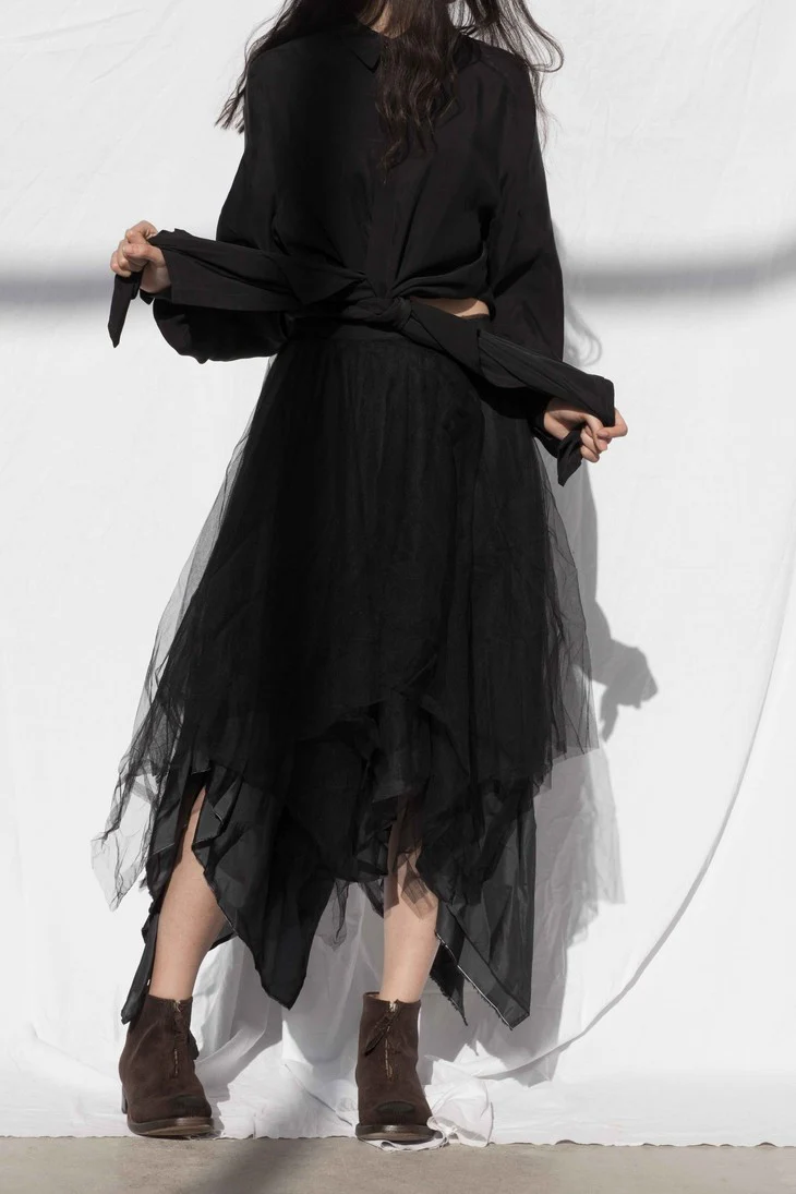 Marc Le Bihan 2590 Collection of Triple Tulle Silk Skirts Handmade in France MLB-2590-HEI Black - Image 9