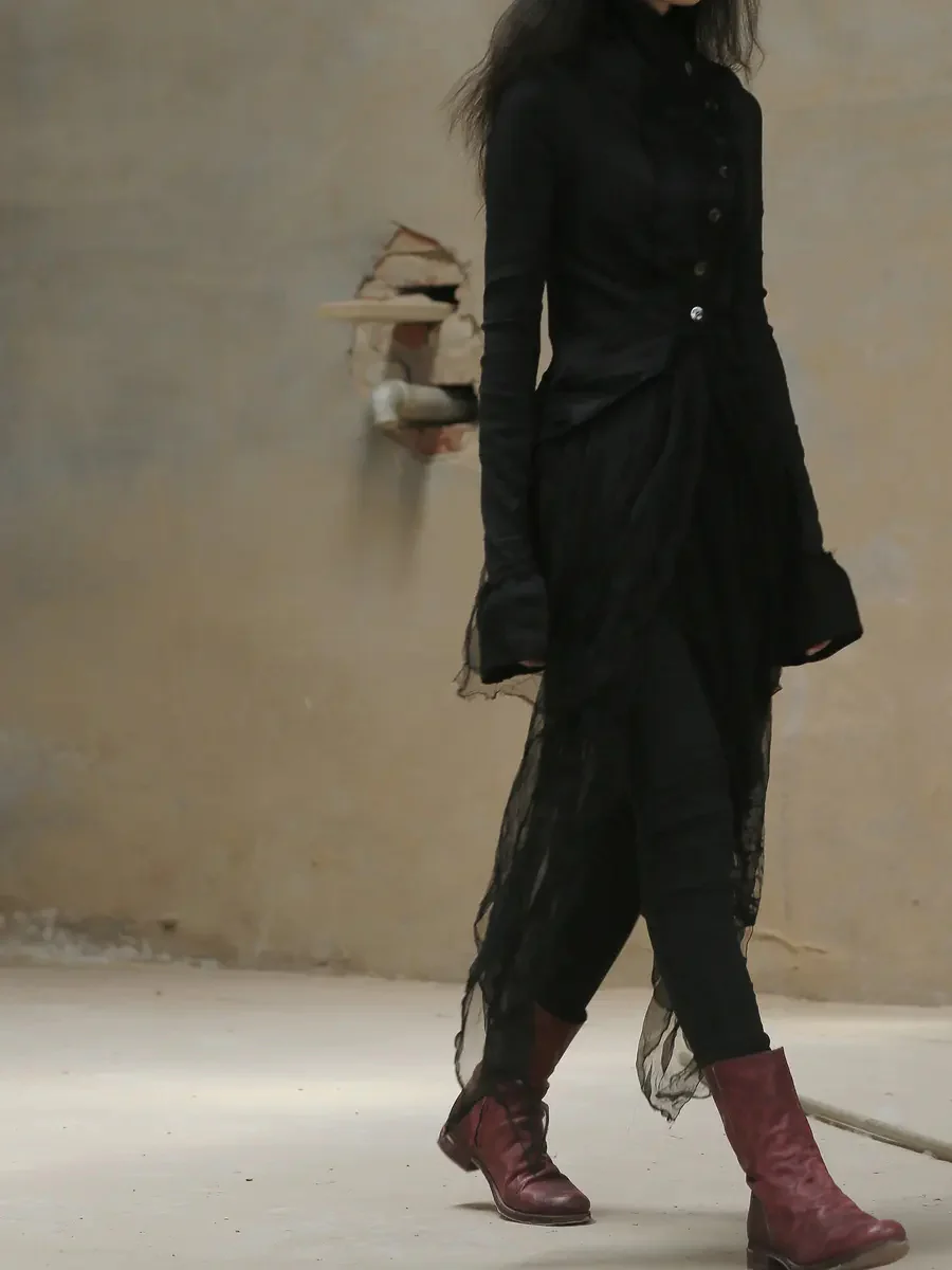 Marc Le Bihan Silky Long Sleeve Jacket Collection Highly Handcrafted France MLB-22905-HEI Black PMLB3 - Image 10