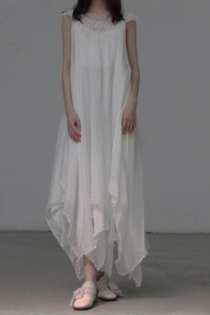 marc le bihan lace double layer dress 2191 WHITE white - Image 3