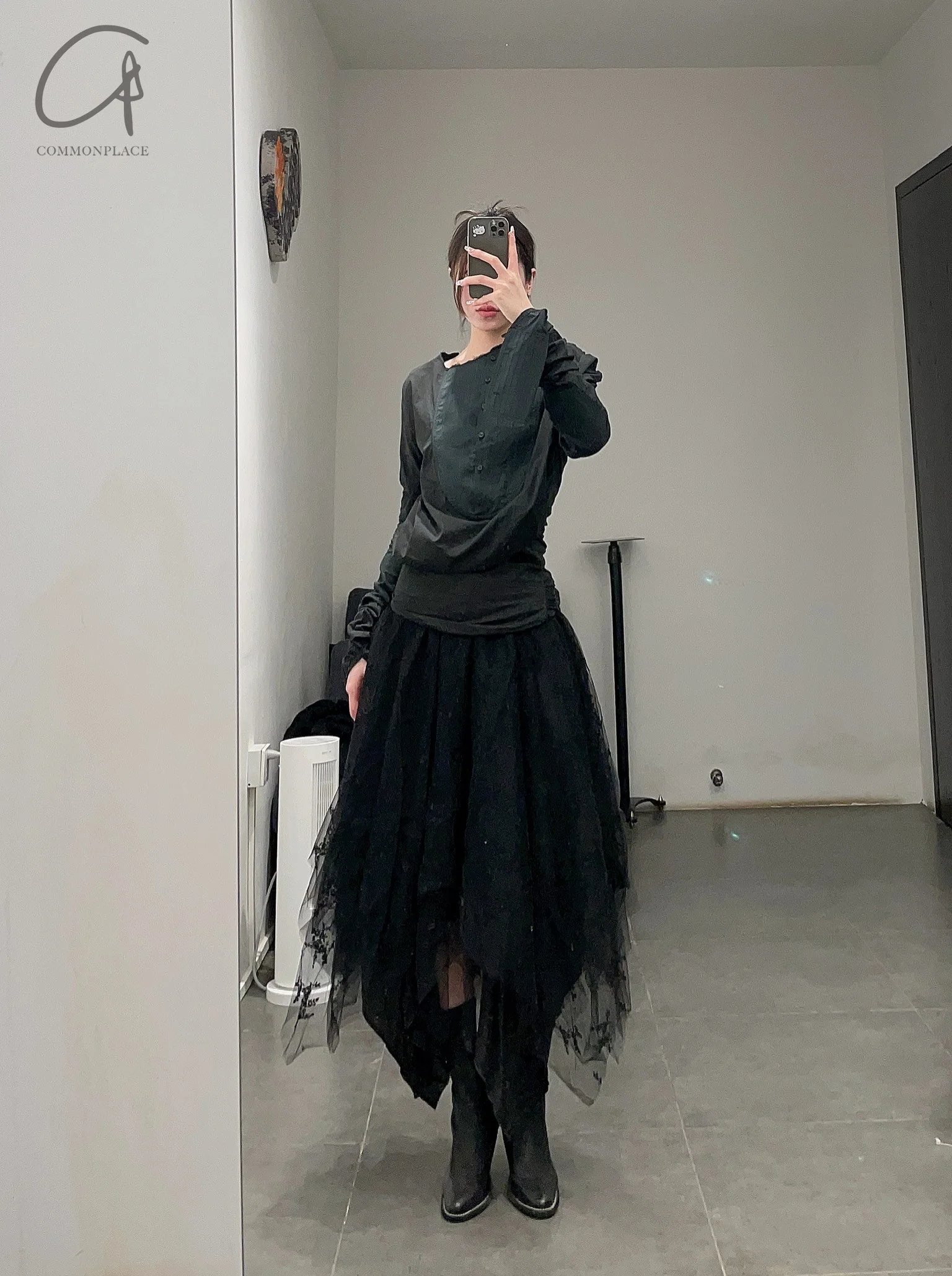 Marc Le Bihan lace embroidered skirt 2596 series plant dyeing France MLB-2596-HEILS black lace embroidery - Image 24