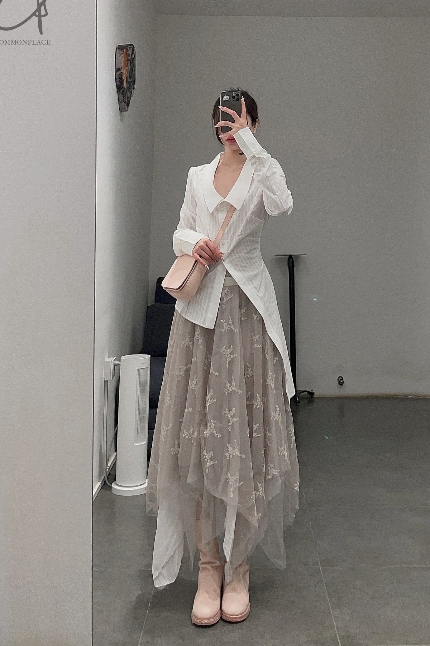 Marc Le Bihan lace embroidered skirt 2596 series plant dyeing France MLB-2596-ZZHUI PEARL GREY pearl gray lace embroidery - Image 22