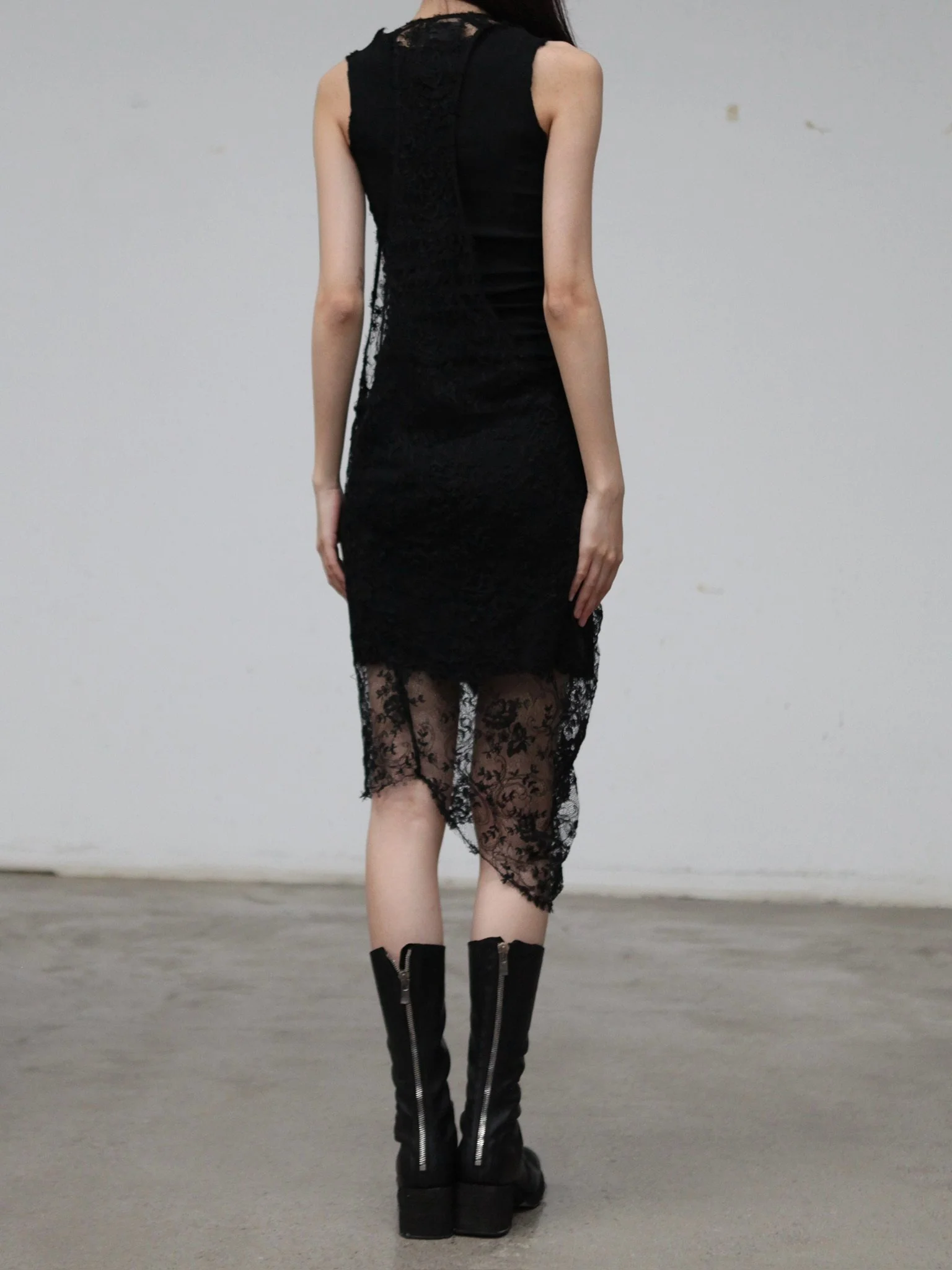 Marc Le Bihan Lace Vest Dress 2812 (France) MLB-2812-BLACK - Image 4