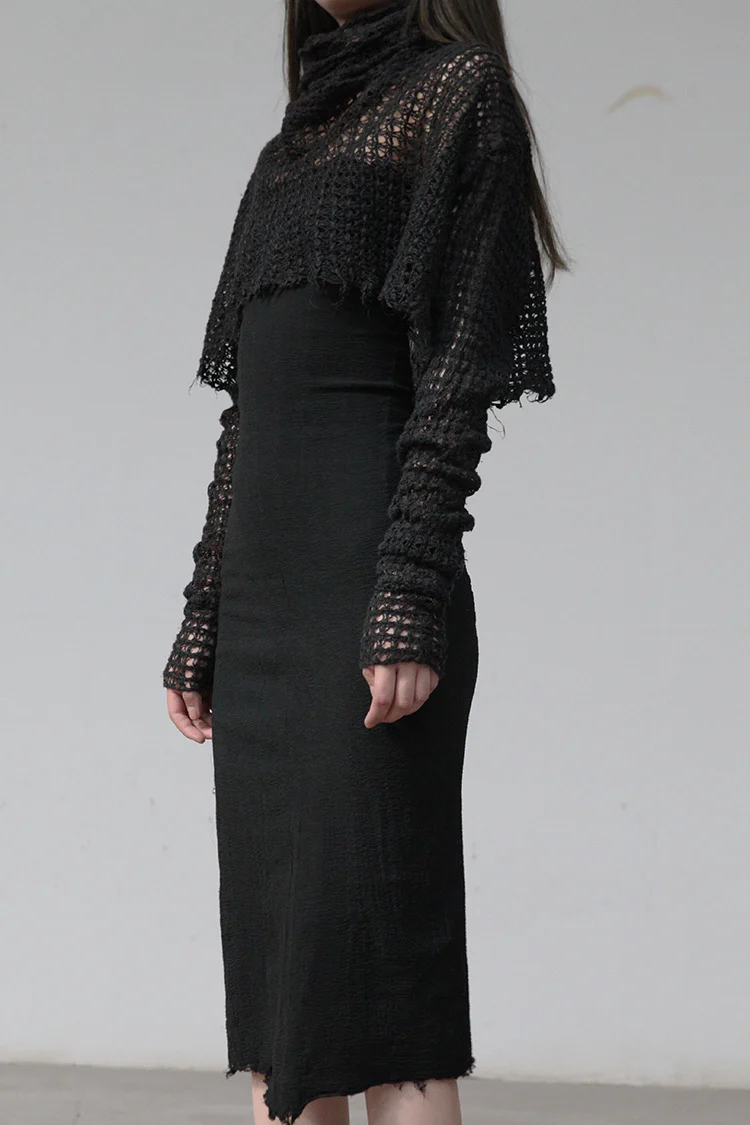 marc le bihan linen crop top 2860-E21 BLACK black - Image 4