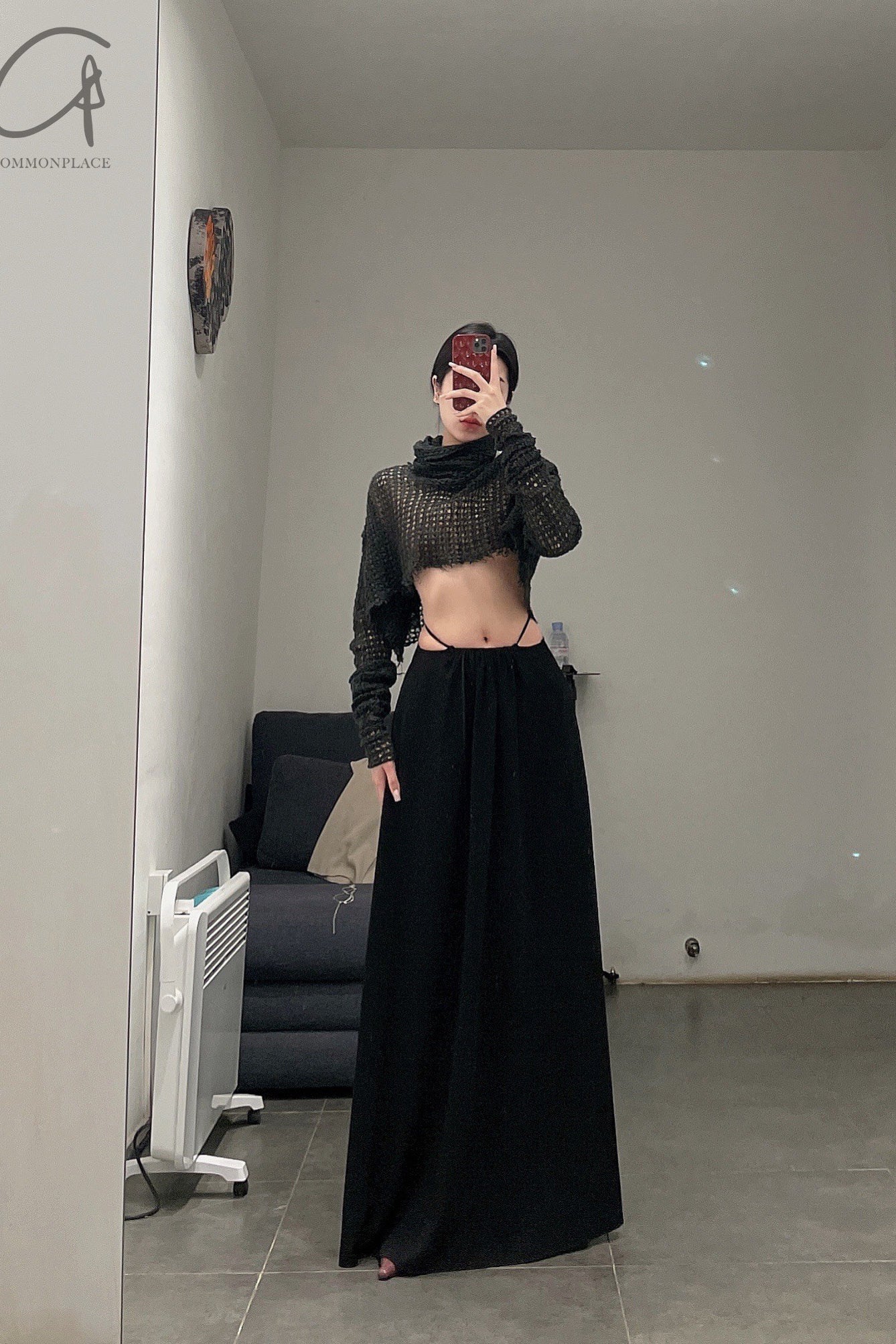 marc le bihan linen crop top 2860-E21 BLACK black - Image 5