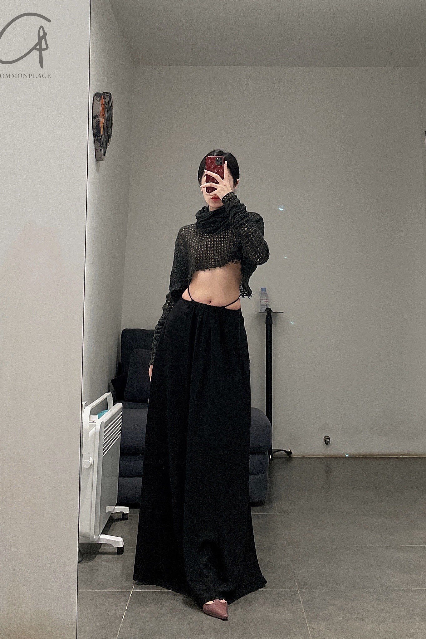 marc le bihan linen crop top 2860-E21 BLACK black - Image 6