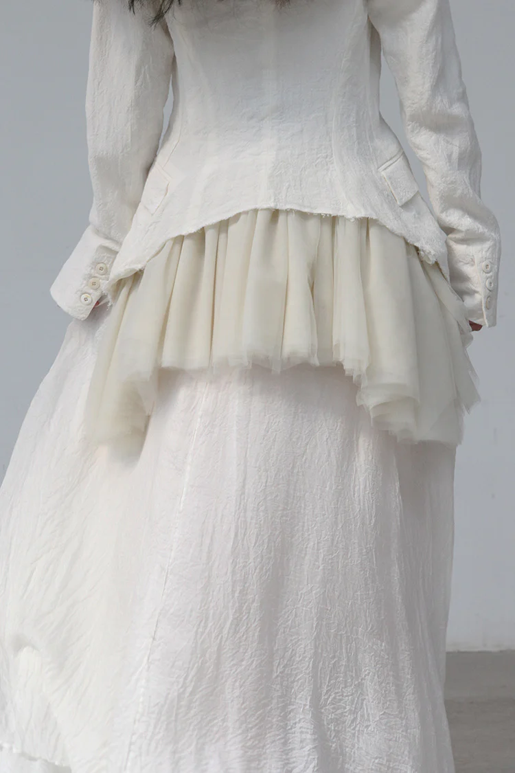 marc le bihan linen frill top 2224-E21 OFF WHITE - Image 4