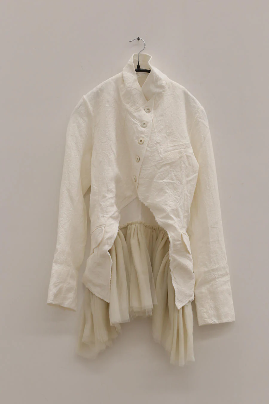 marc le bihan linen frill top 2224-E21 OFF WHITE - Image 6