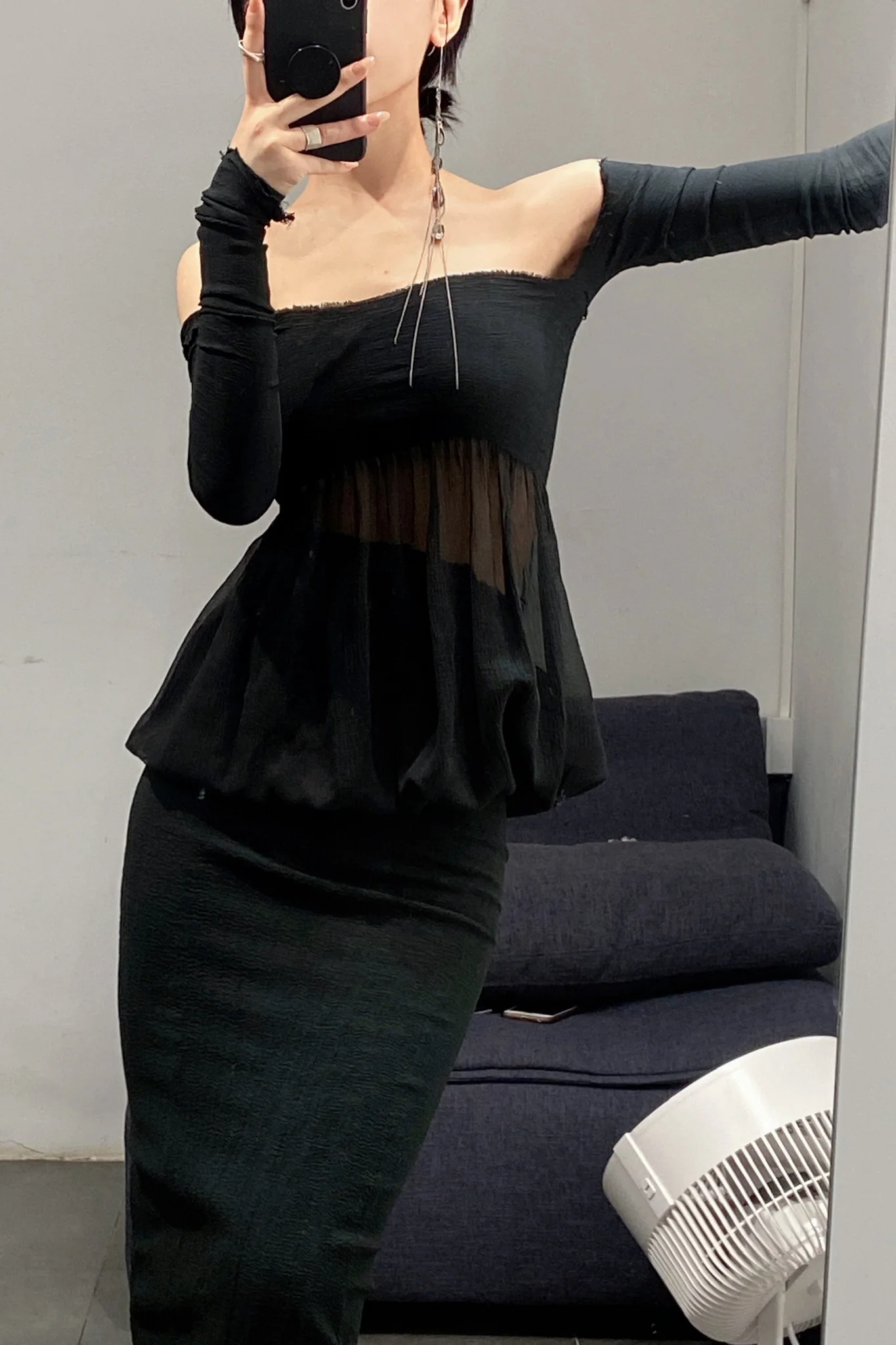 marc le bihan long sleeve off shoulder corset 26944-E21 BLACK - Image 5