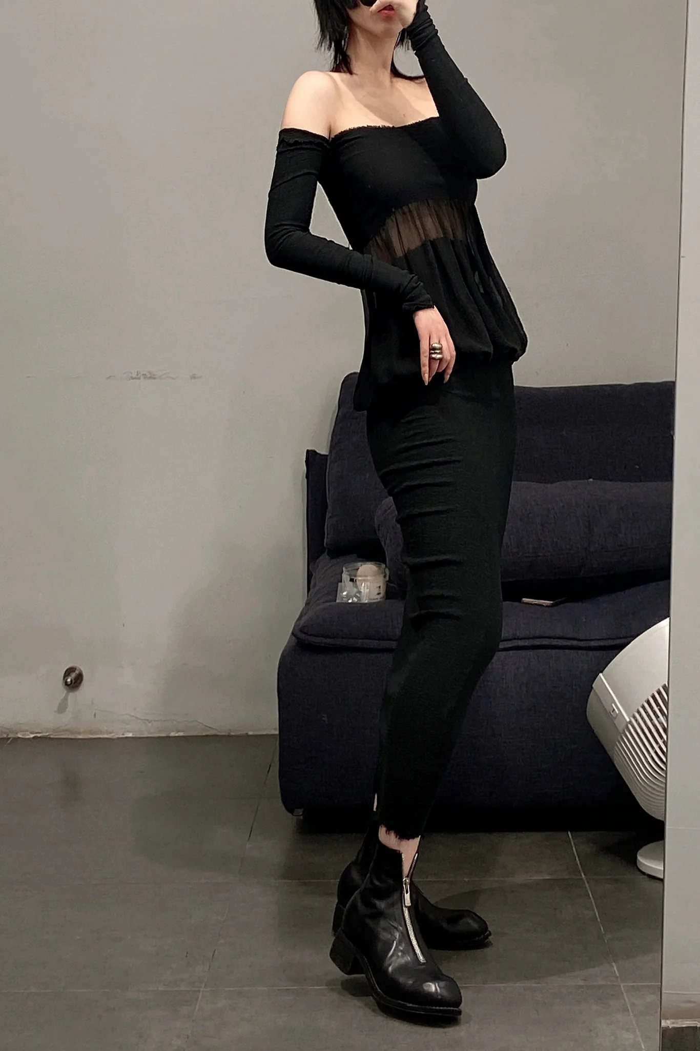 marc le bihan long sleeve off shoulder corset 26944-E21 BLACK - Image 6