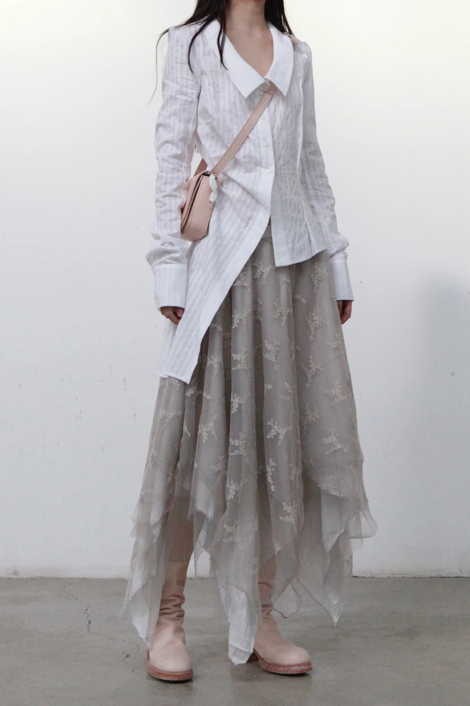 Marc le bihan long -sleeved big collar fried shirt 2611 white - Image 2
