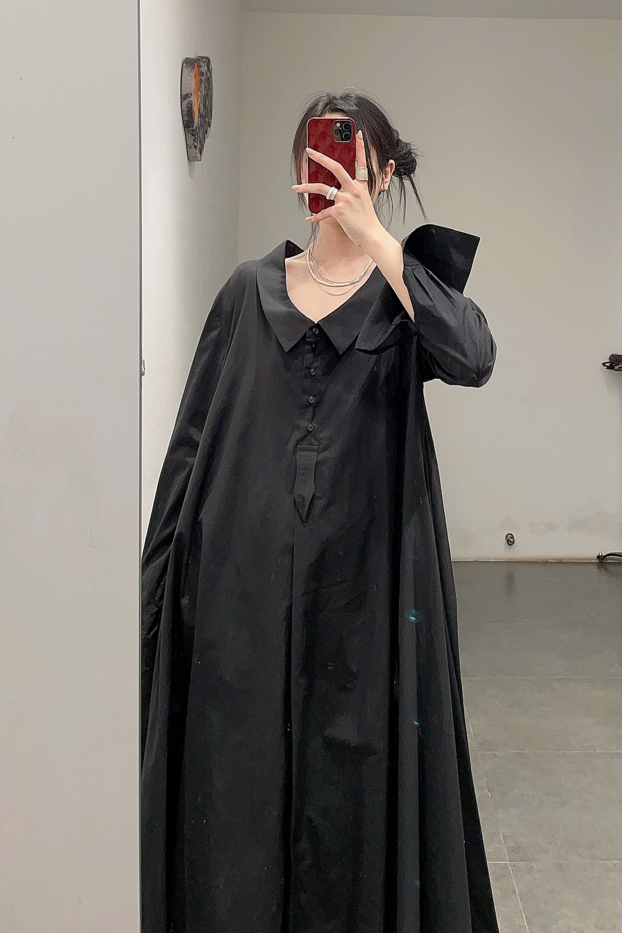 Marc Le Bihan Wide Neck A-Line Maxi Dress 2131 Cotton MLB-2131-HEI Black - Image 13
