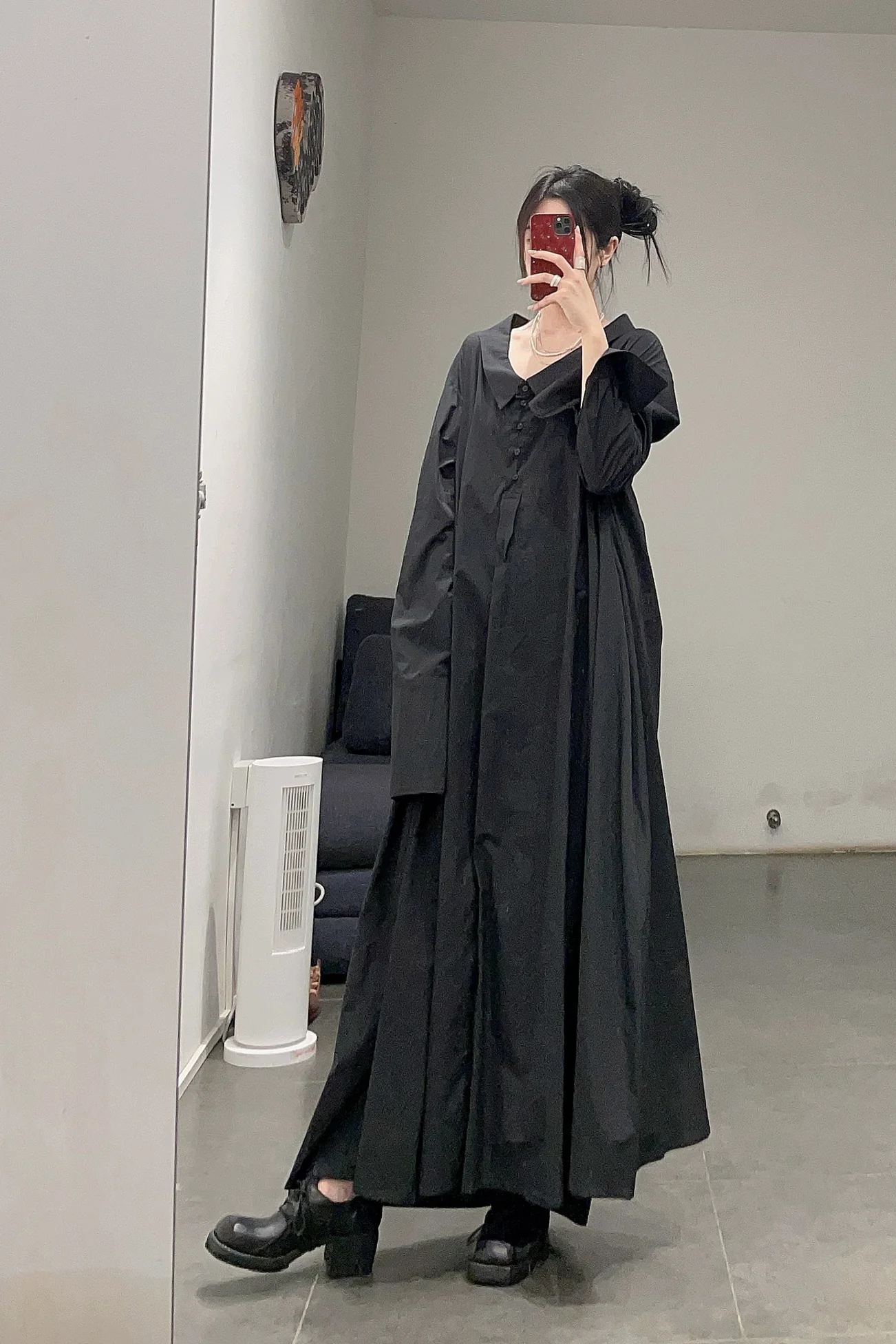 Marc Le Bihan Wide Neck A-Line Maxi Dress 2131 Cotton MLB-2131-HEI Black - Image 9