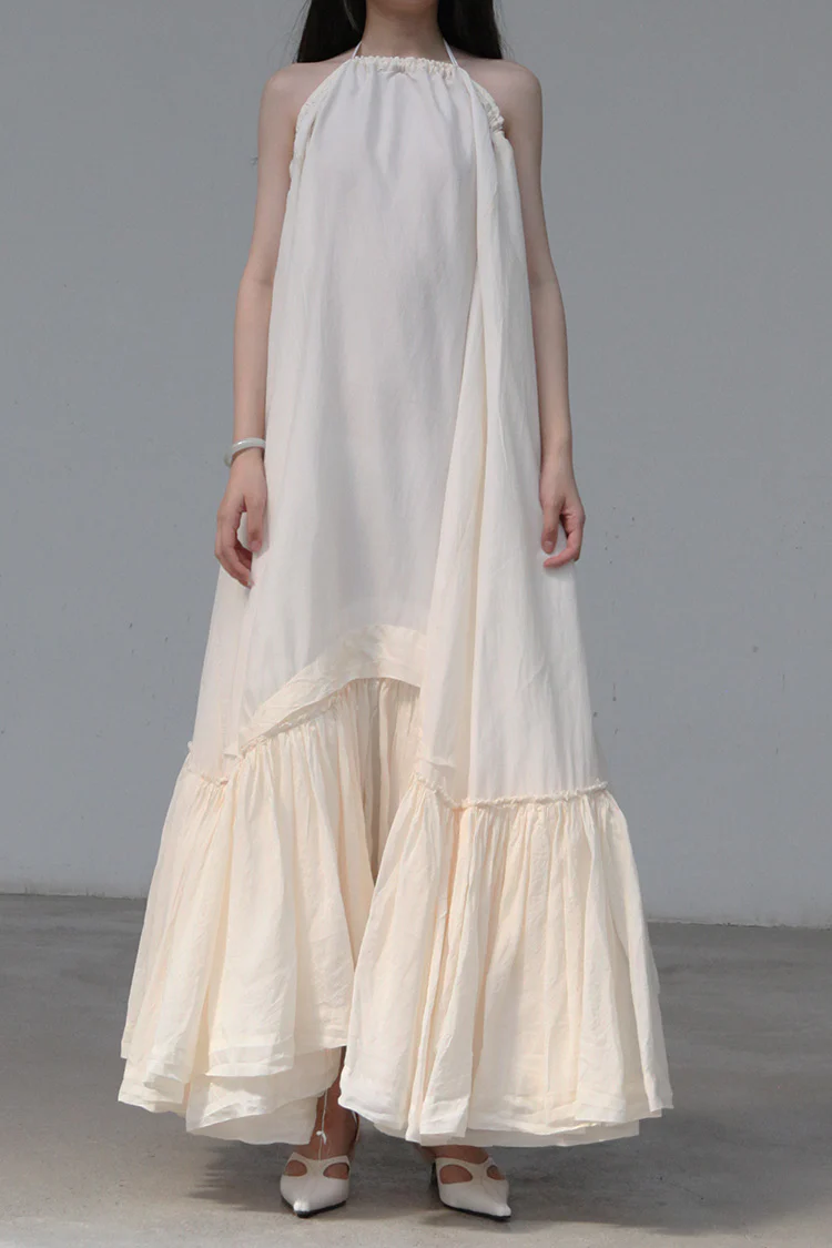 marc le bihan non-standard silk dress 25710-E21 OFF WHITE - Image 2