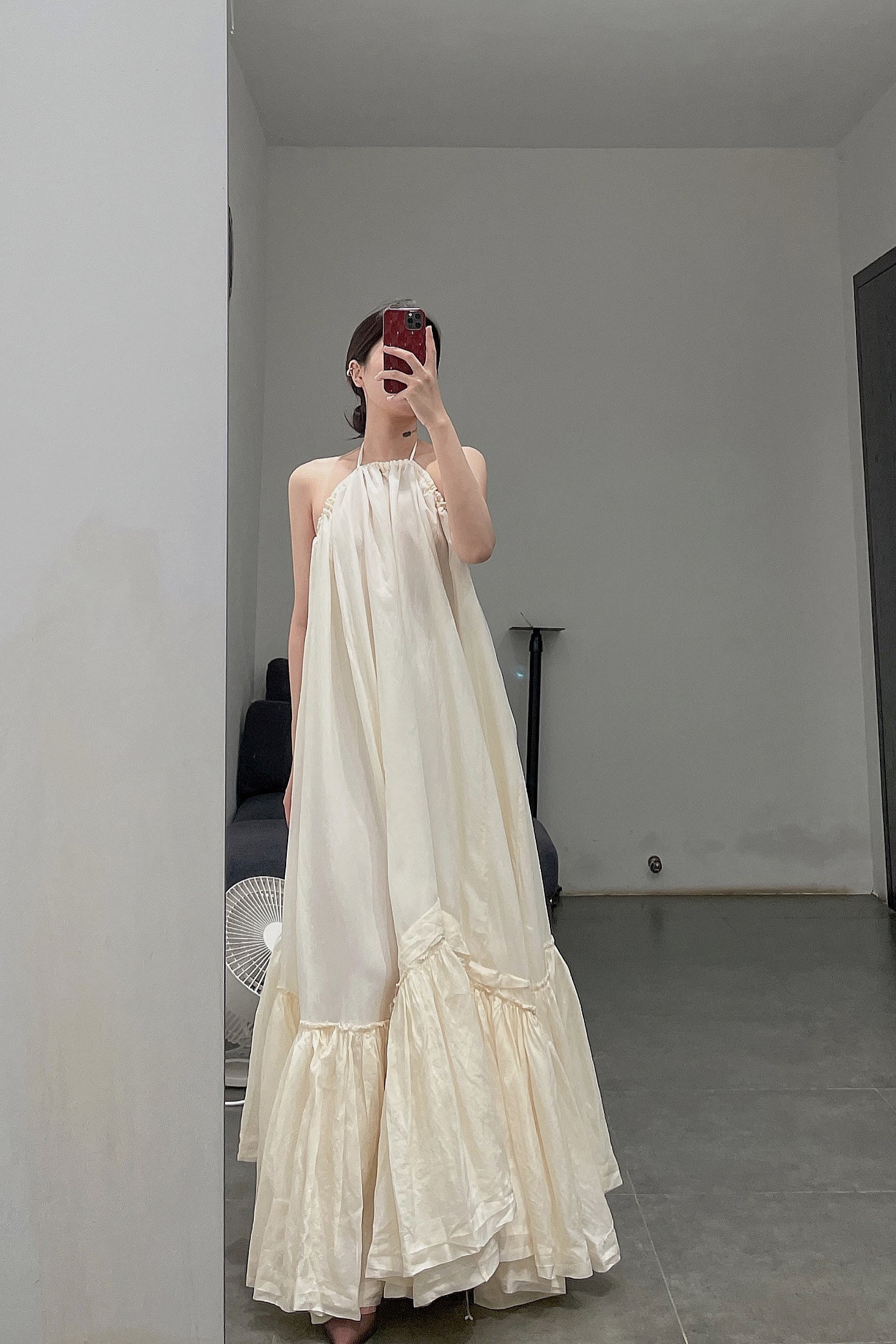 marc le bihan non-standard silk dress 25710-E21 OFF WHITE - Image 4