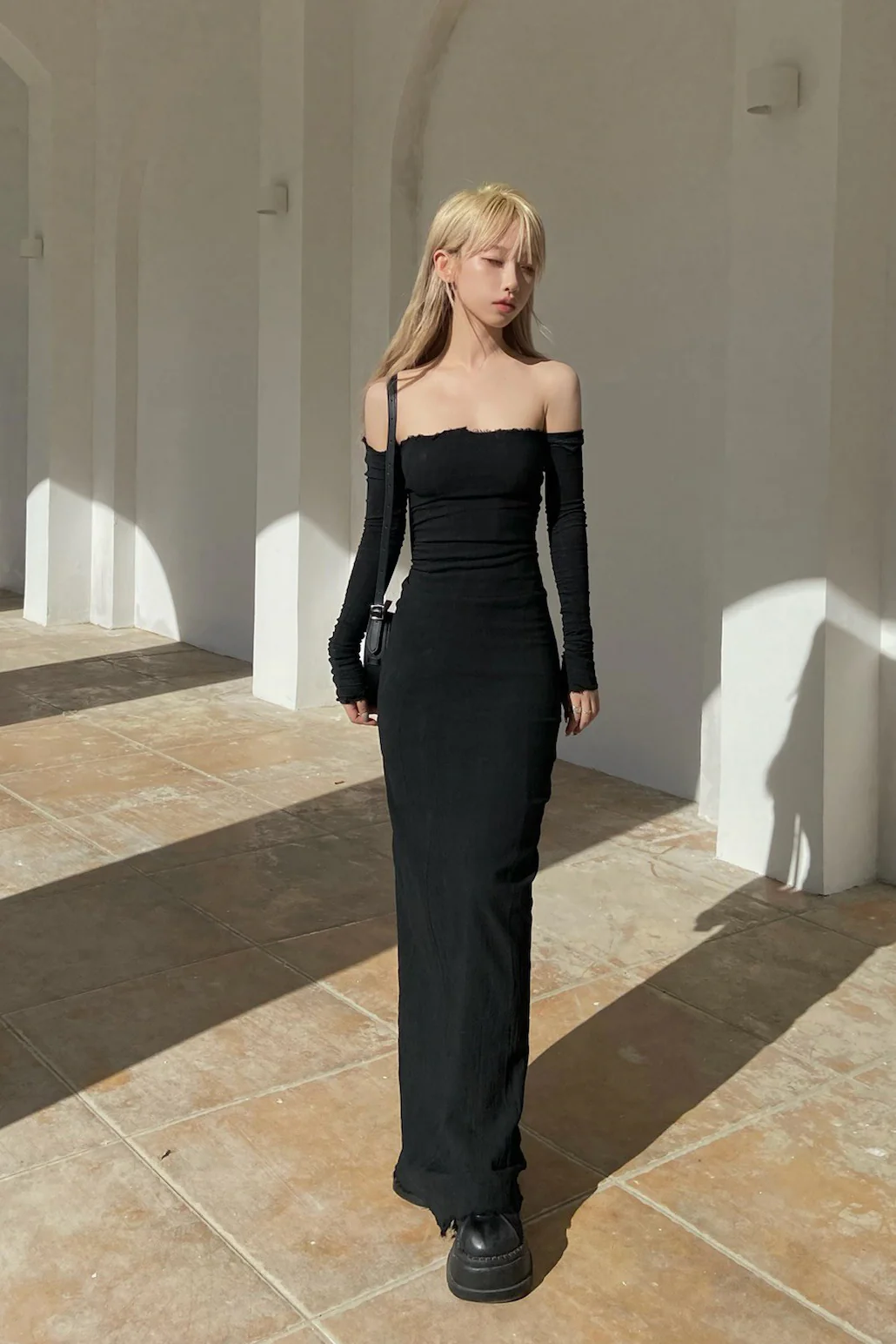 Marc Le Bihan 21915 Silk Shrinkage Stretch One-Piece Dress Collection French High-Level Handmade MLB-21943-HEI Black PMLB4 - Image 7