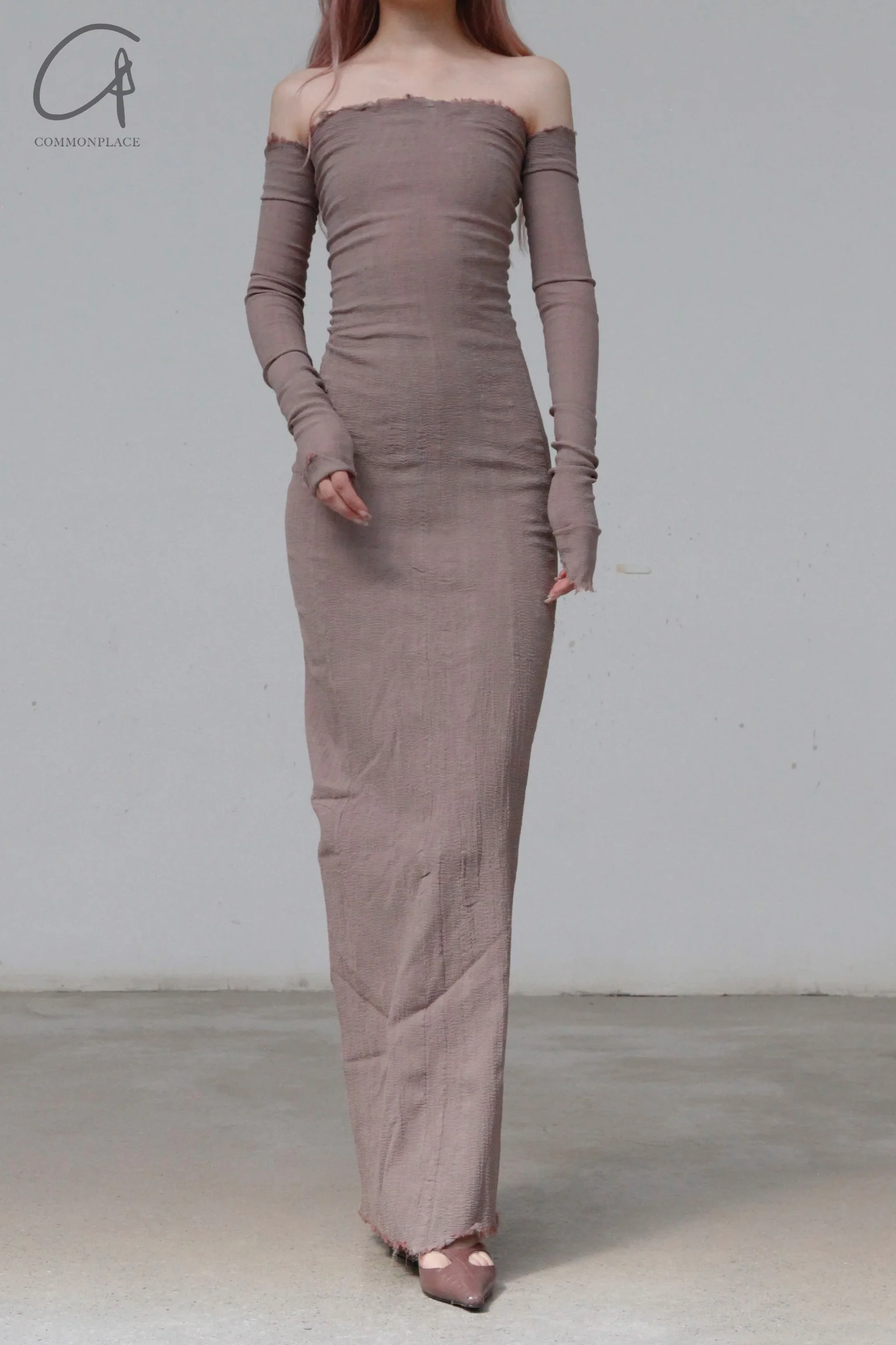 Marc Le Bihan 21915 Silk Shrinkage Stretch One-Piece Dress Collection French High-Level Handmade MLB-21943-JMM VIEUX ROSE Old Rose PMLB4 - Image 3