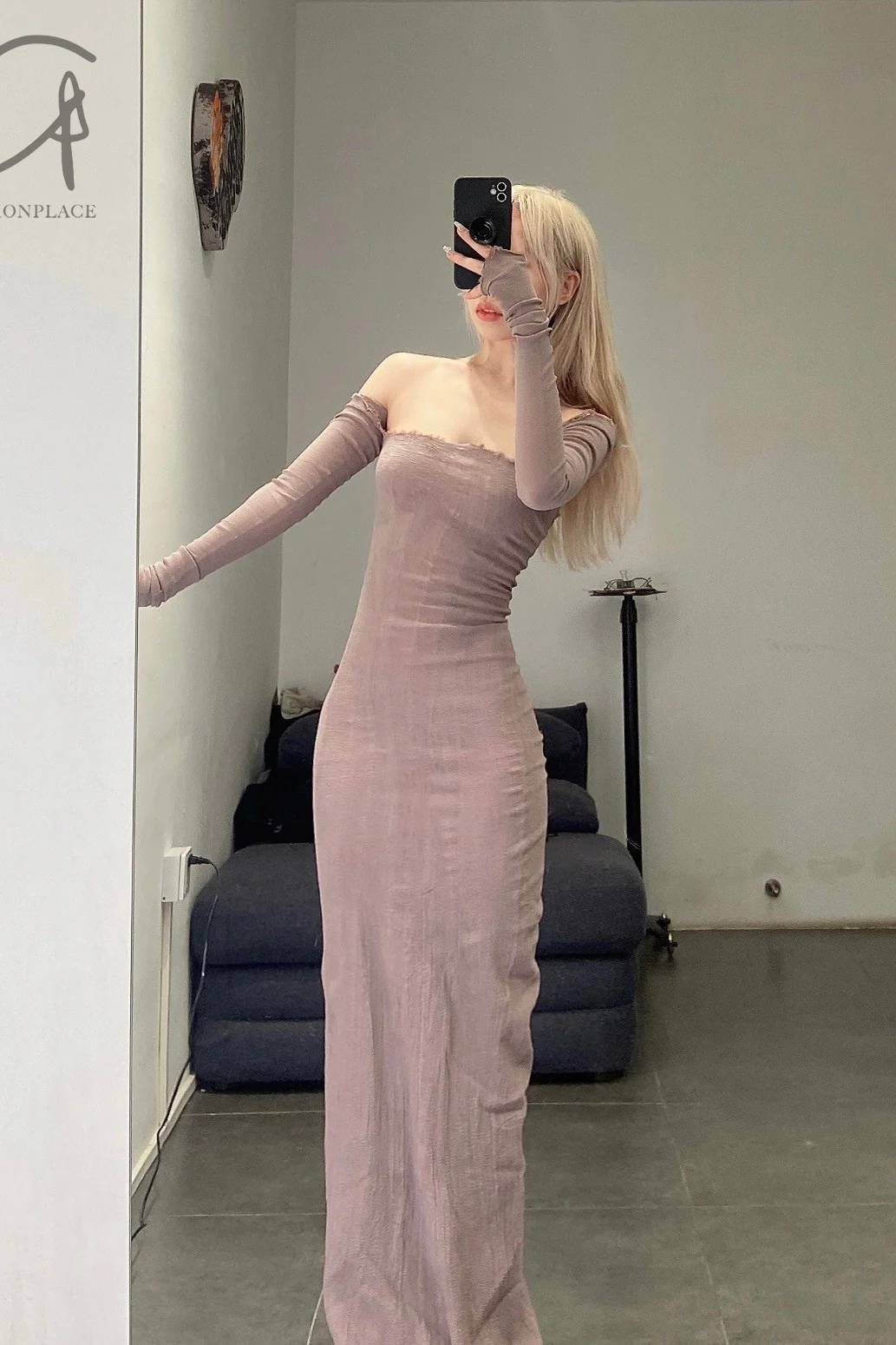 Marc Le Bihan 21915 Silk Shrinkage Stretch One-Piece Dress Collection French High-Level Handmade MLB-21943-JMM VIEUX ROSE Old Rose PMLB4 - Image 8