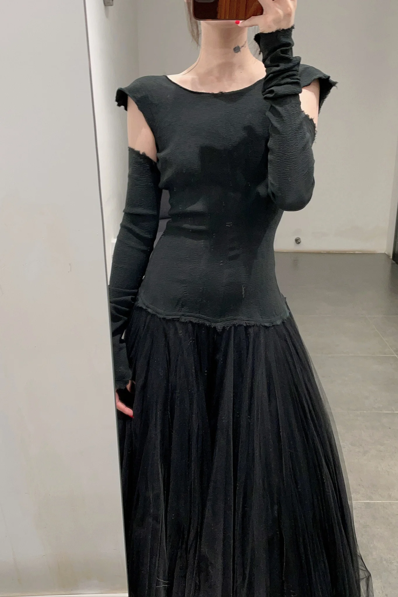 marc le bihan off shoulder long sleeve dress 21973 E23 black - Image 10